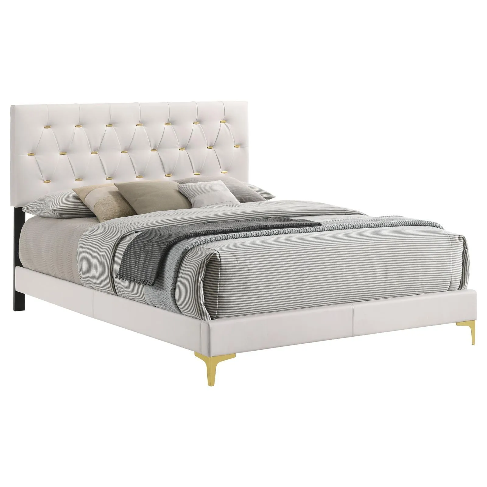 Kendall White Tufted Upholstered Panel Queen Bed - Image 2