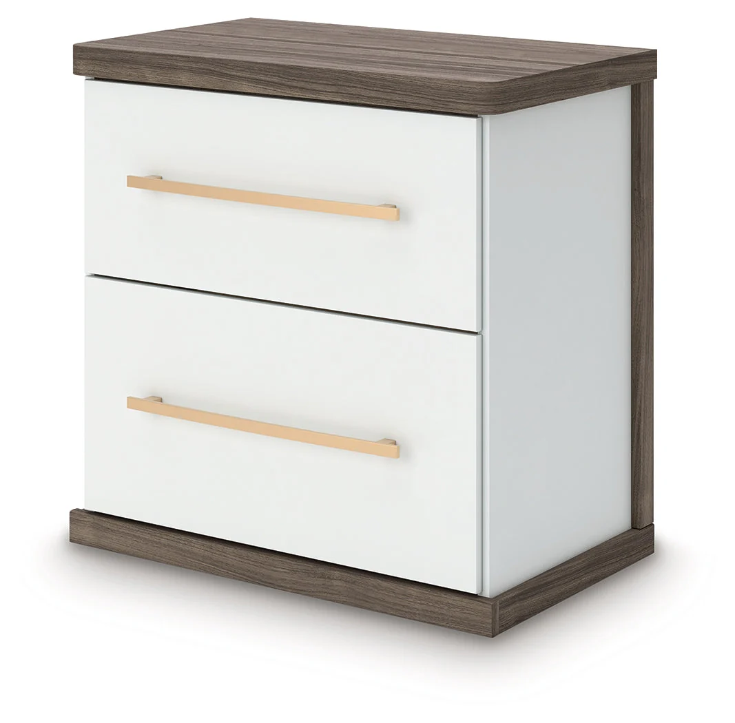 Kendanport Brown/White Two Drawer Night Stand - Image 5