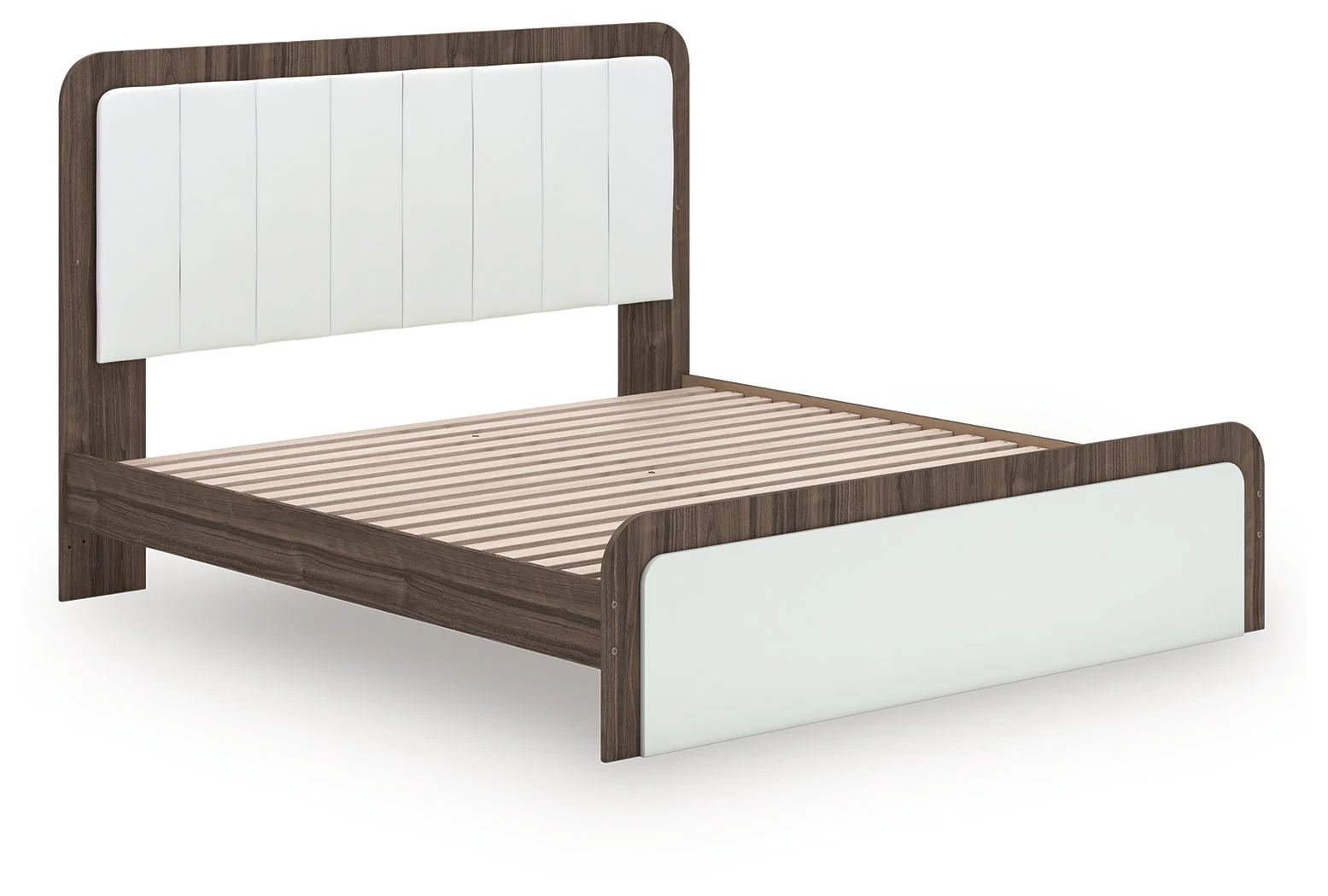 Kendanport White/Brown King Upholstered Bed - Image 4