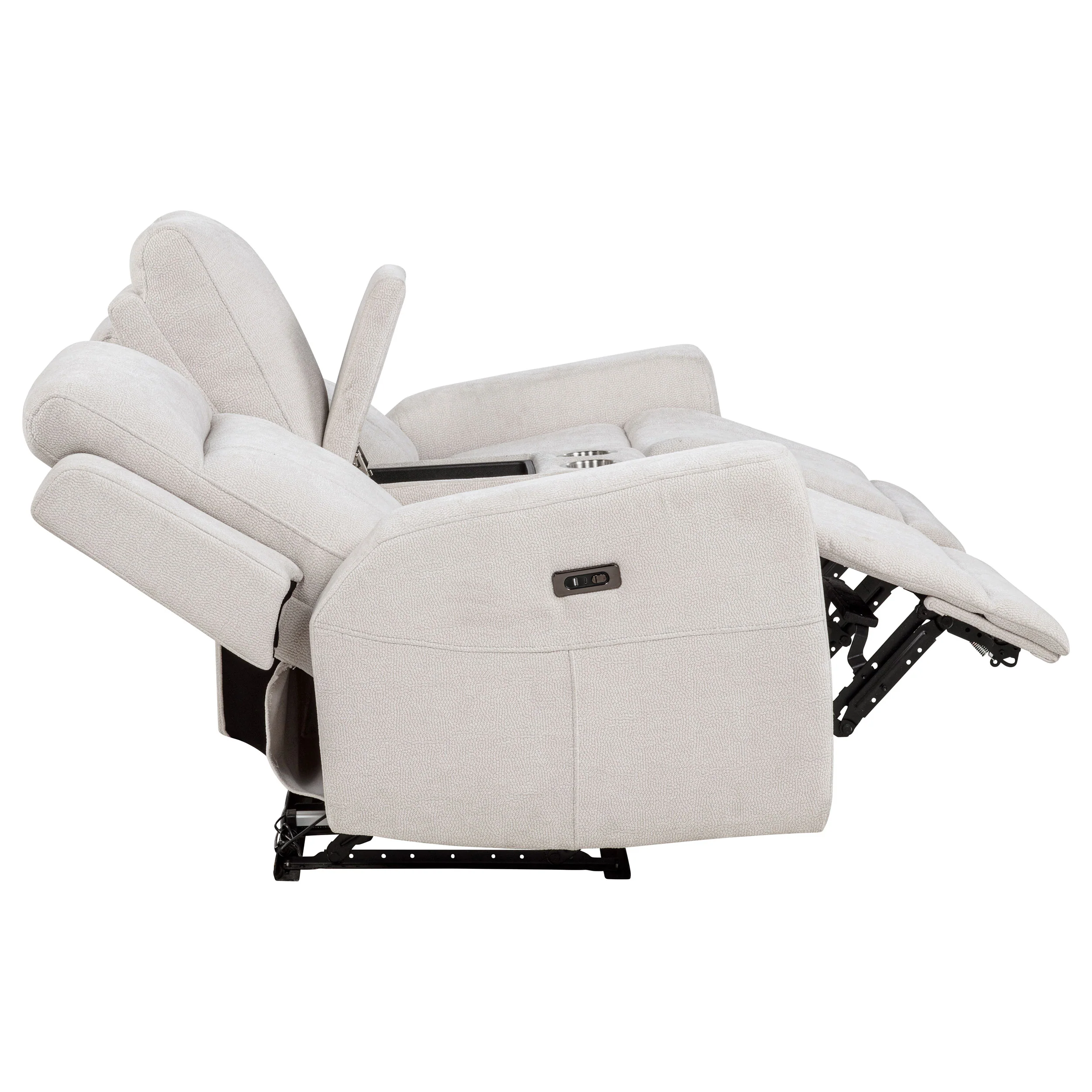 Kennett 2-piece Ivory Chenille Power Reclining Sofa Set - Image 11