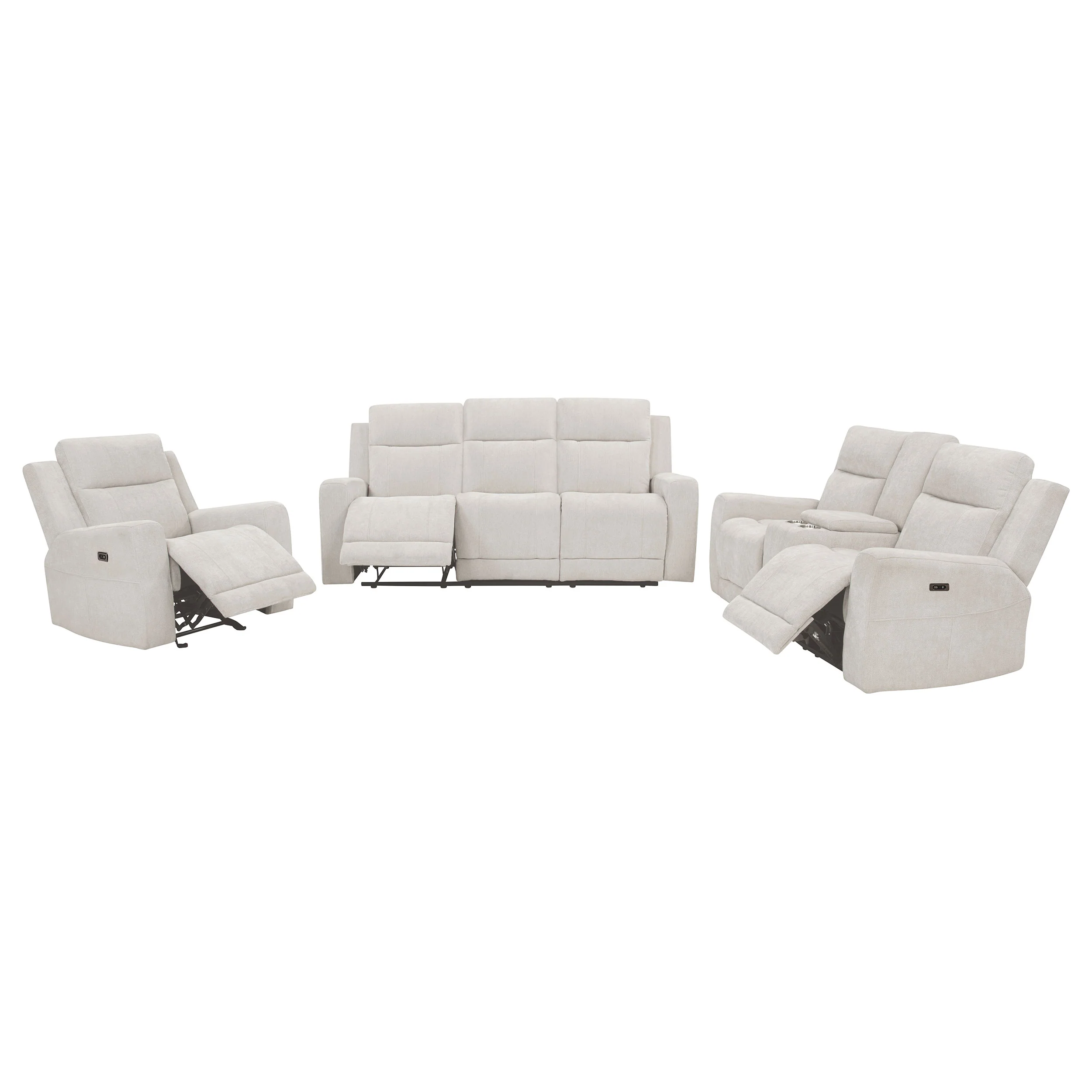 Kennett Ivory 3-piece Chenille Power Reclining Sofa Set - Image 2