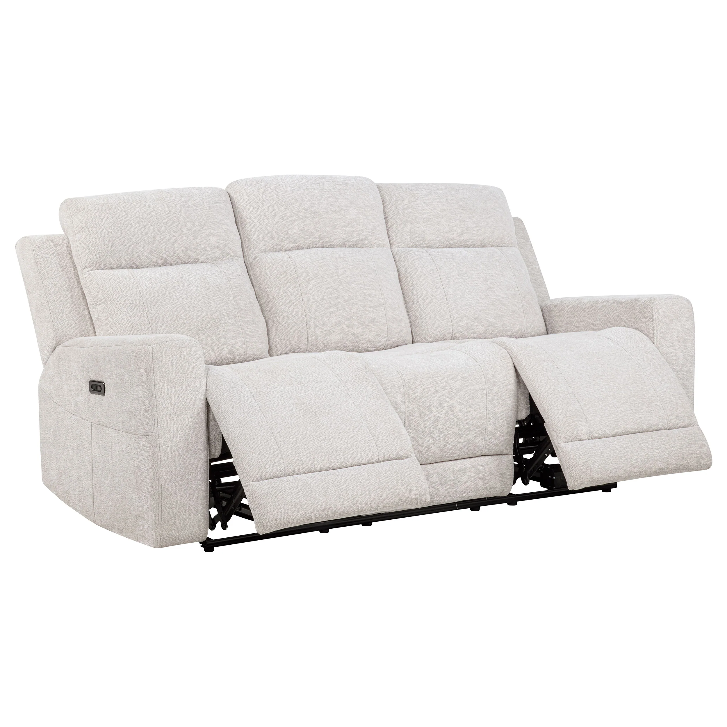 Kennett Ivory 3-piece Chenille Power Reclining Sofa Set - Image 4
