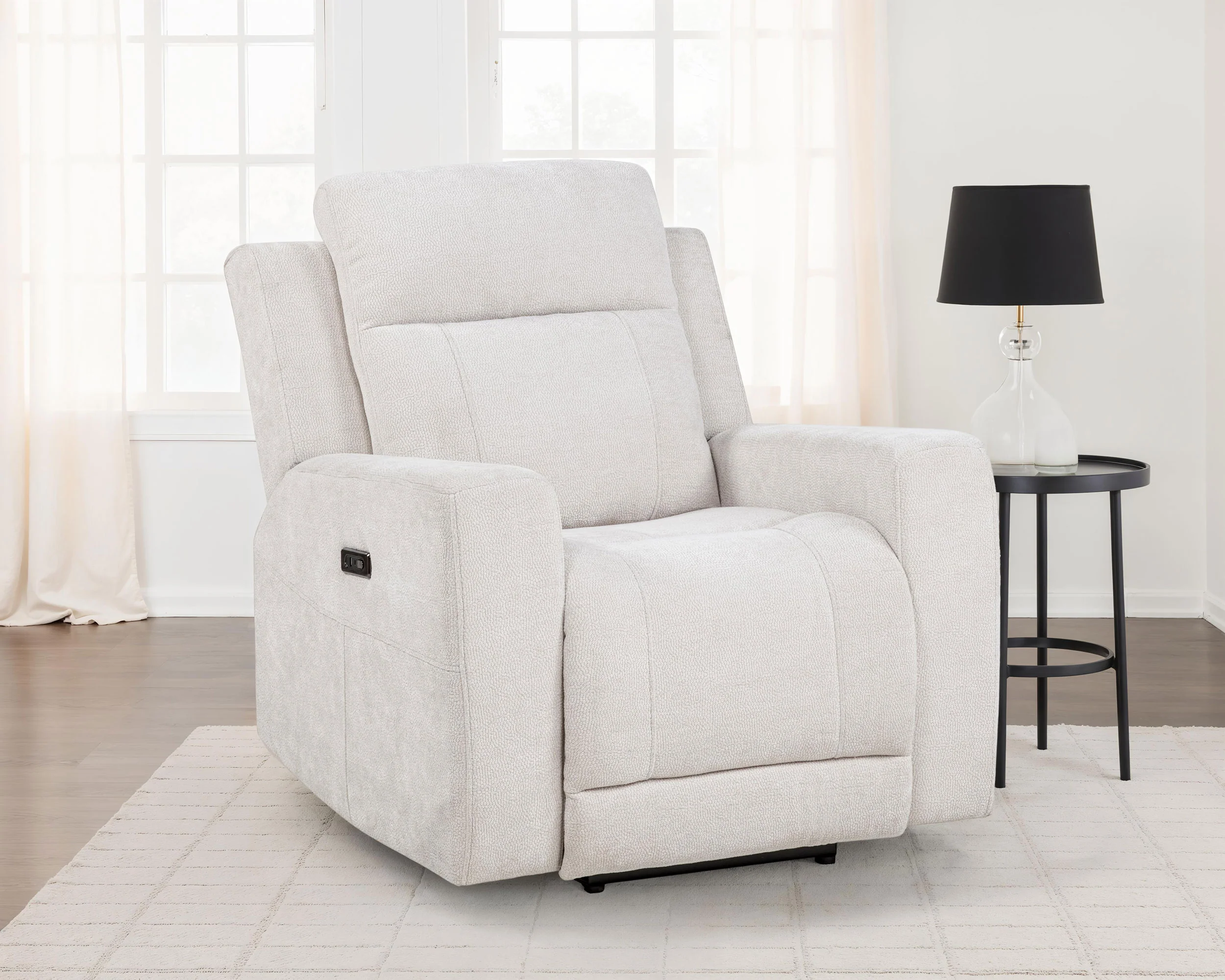 Kennett Ivory Chenille Upholstered Power Recliner Chair