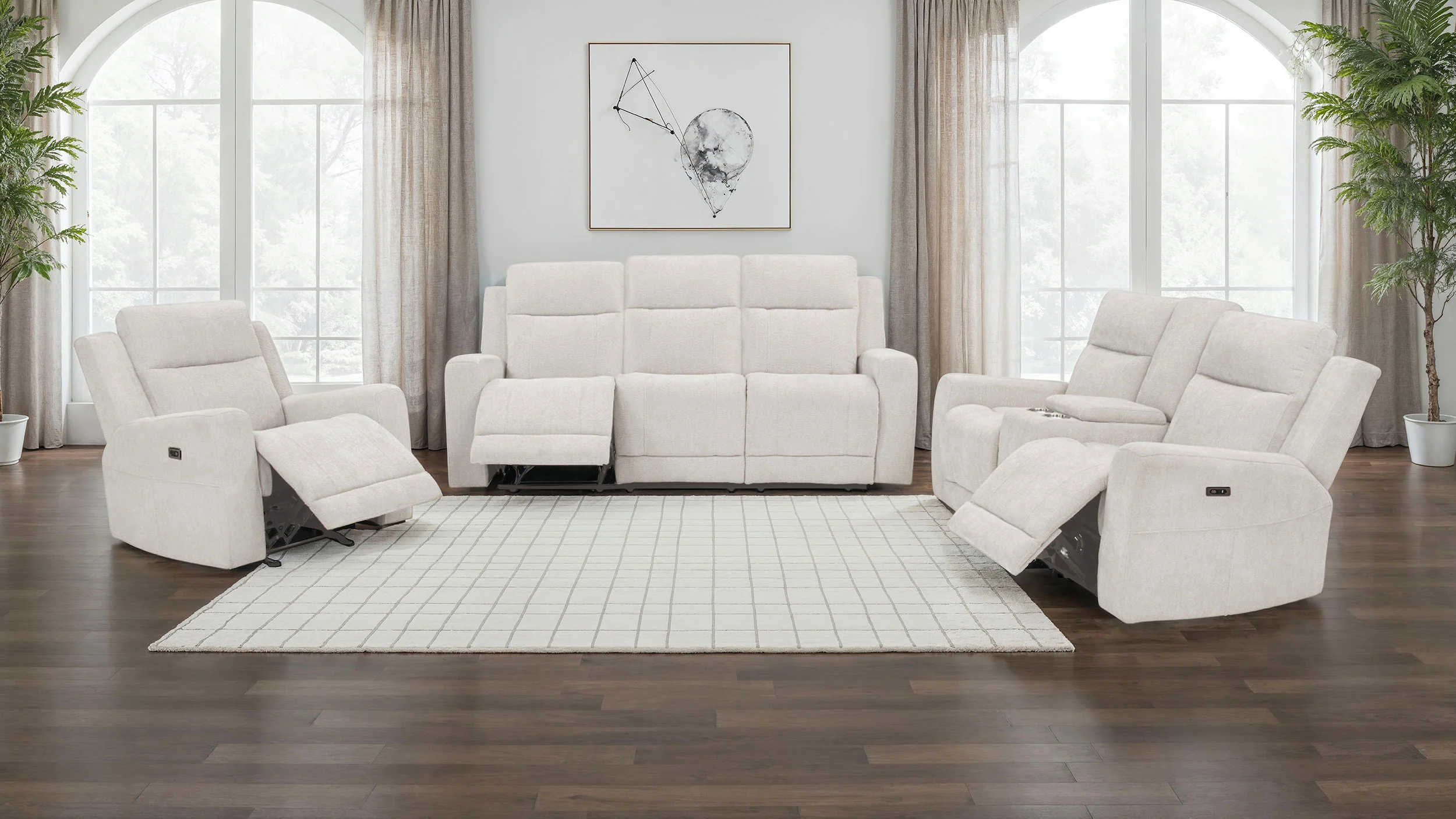 Kennett Ivory Chenille Upholstered Power Reclining Loveseat - Image 14