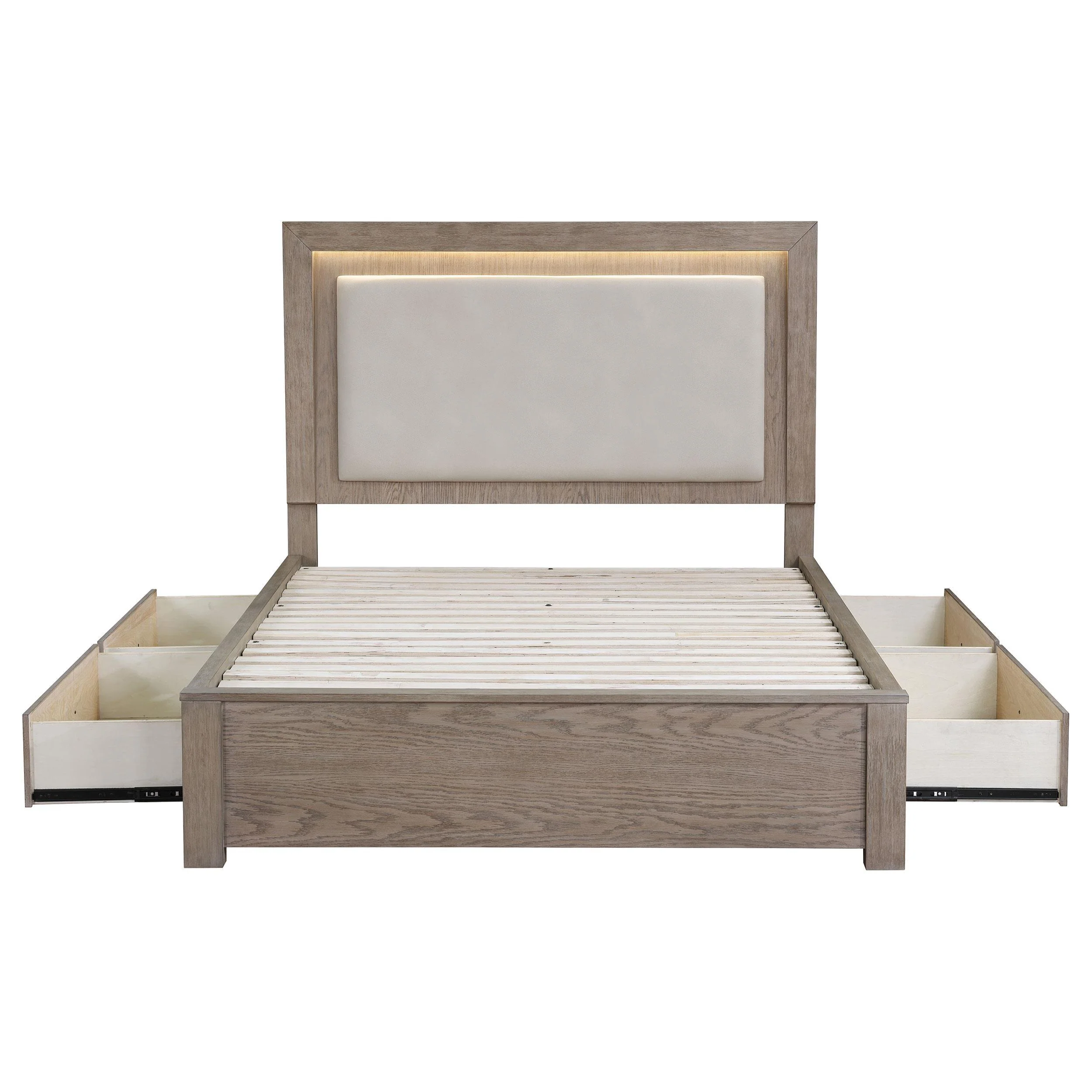 Kenora Barley Brown 56-inch Eastern King LED Storage Bed - Image 7