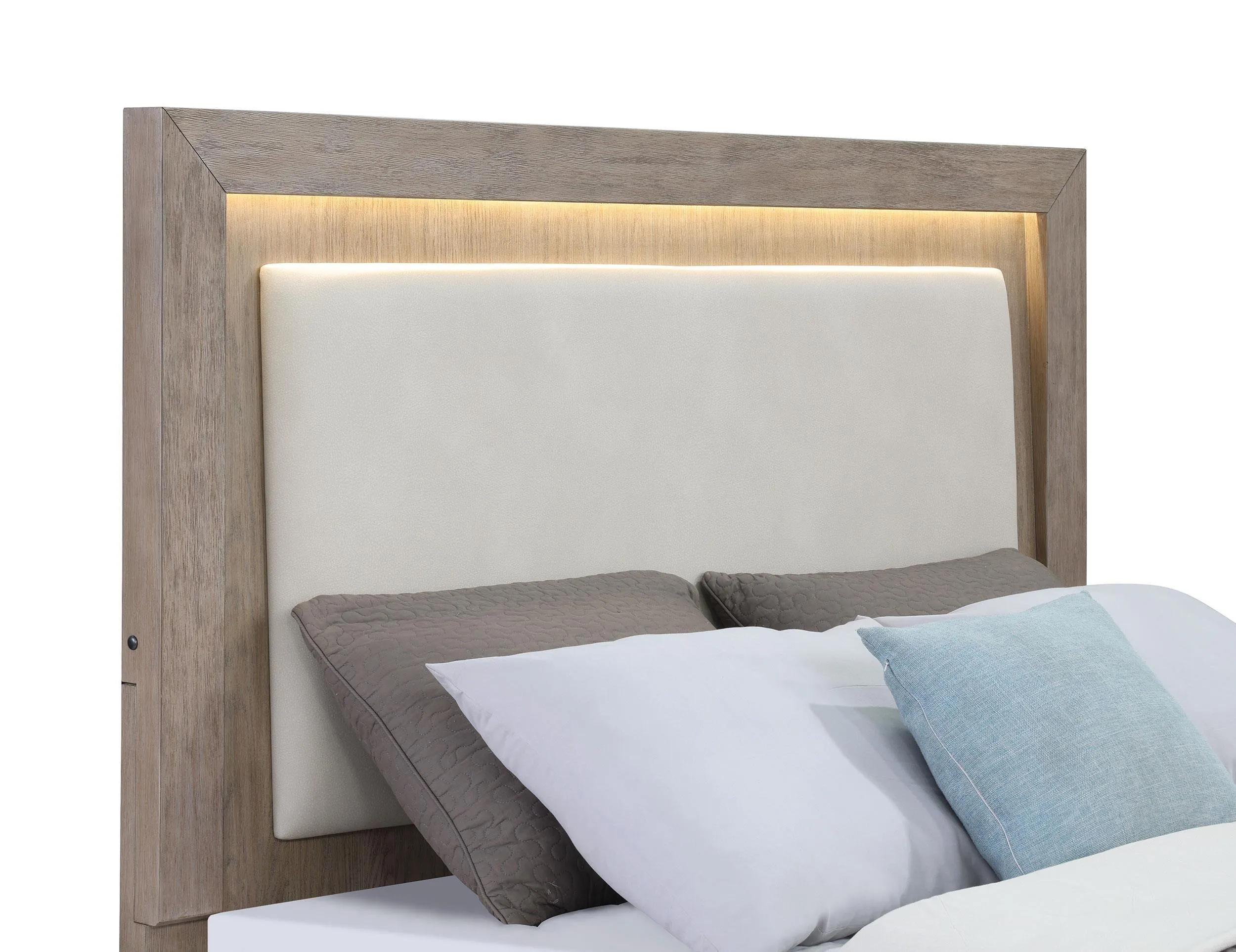 Kenora Barley Brown 56-inch Queen LED Storage Bed - Image 9