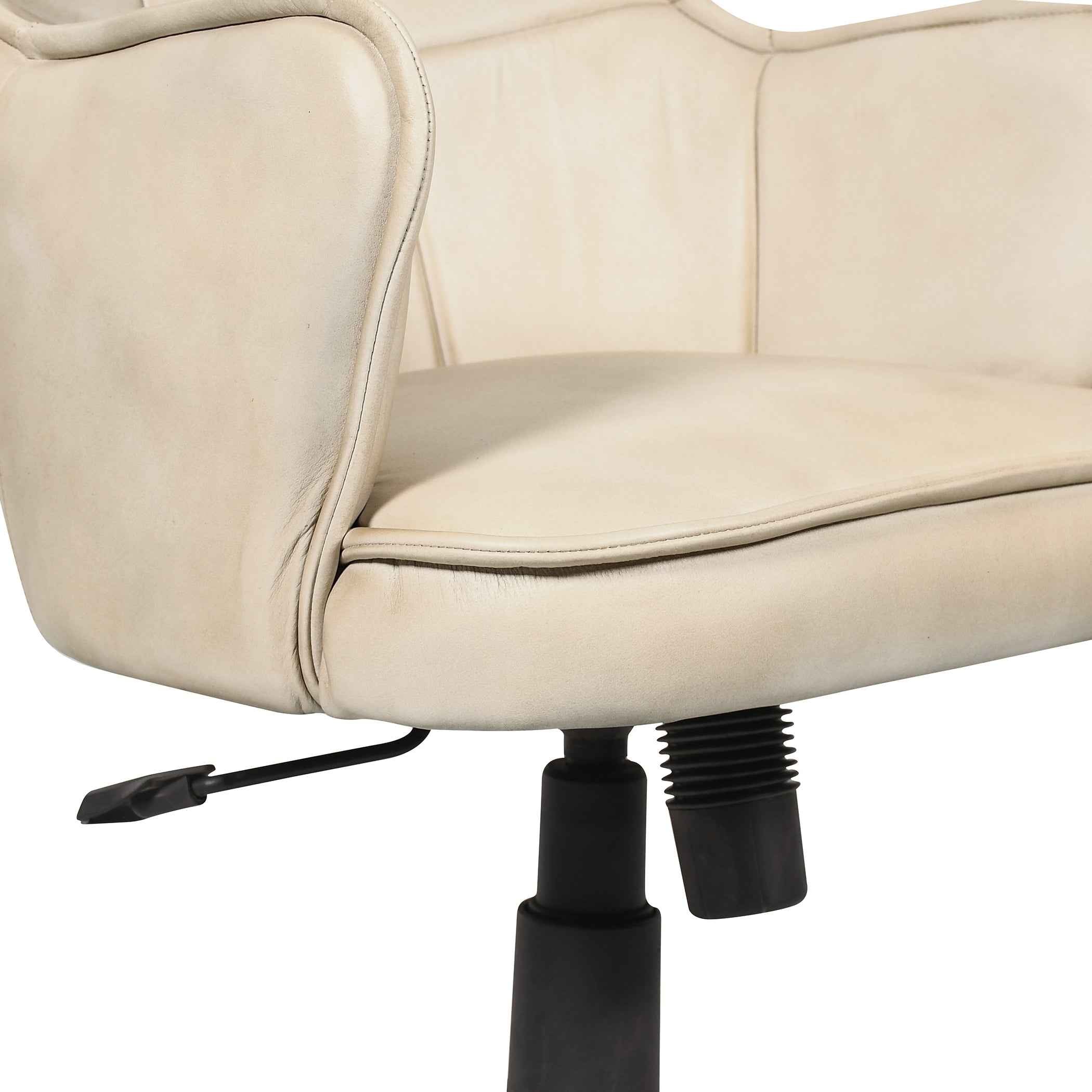 Kent Swivel Desk Chair in Antique Ivory Leather - Image 4