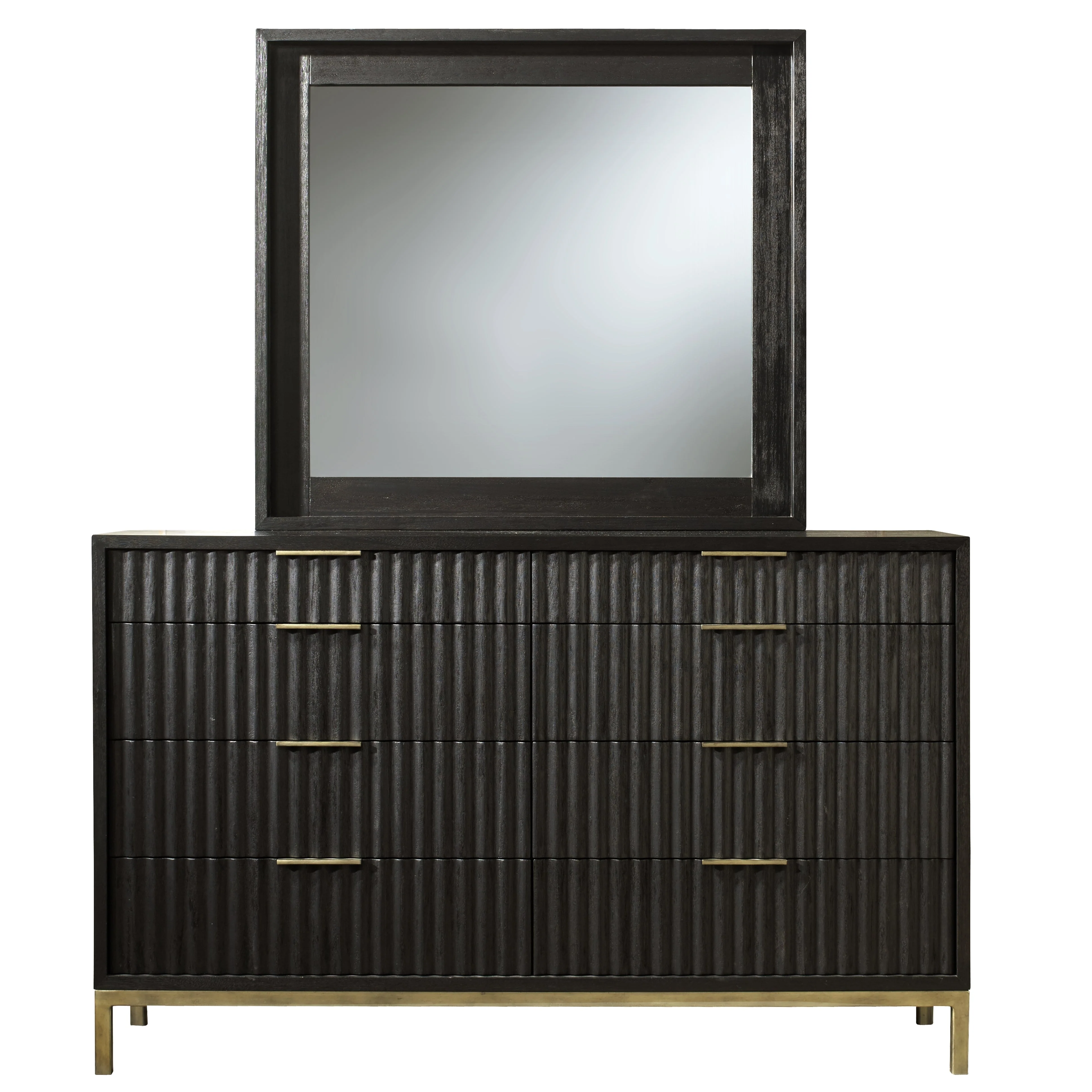 Kentifield Solid Wood Eight Drawer Dresser in Black Drifted Oak - Image 2