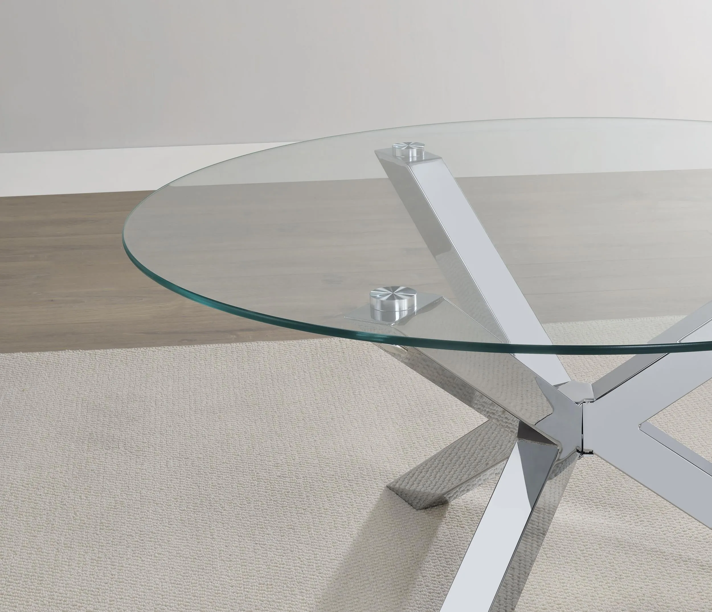 Kenzie Chrome 2-Piece Round Coffee and End Table Set - Image 9
