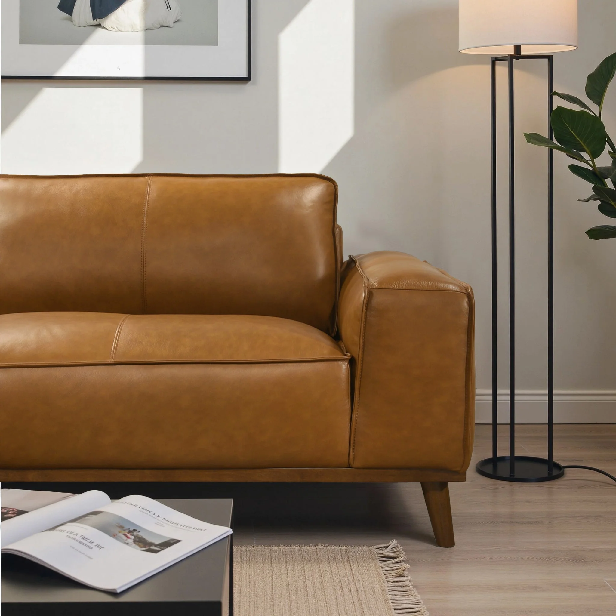 Kerrville Tan Leather Left Sectional Sofa - Image 4