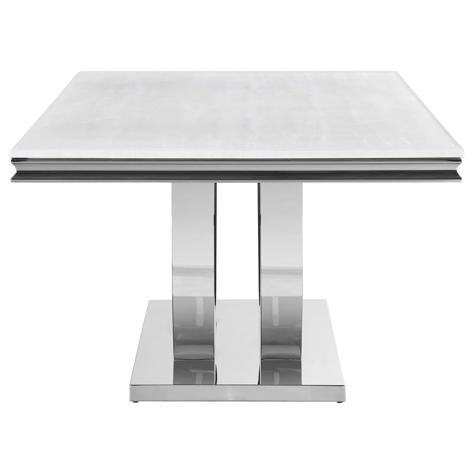 Kerwin White/Chrome Rectangle Faux Marble Top Dining Table - Image 2
