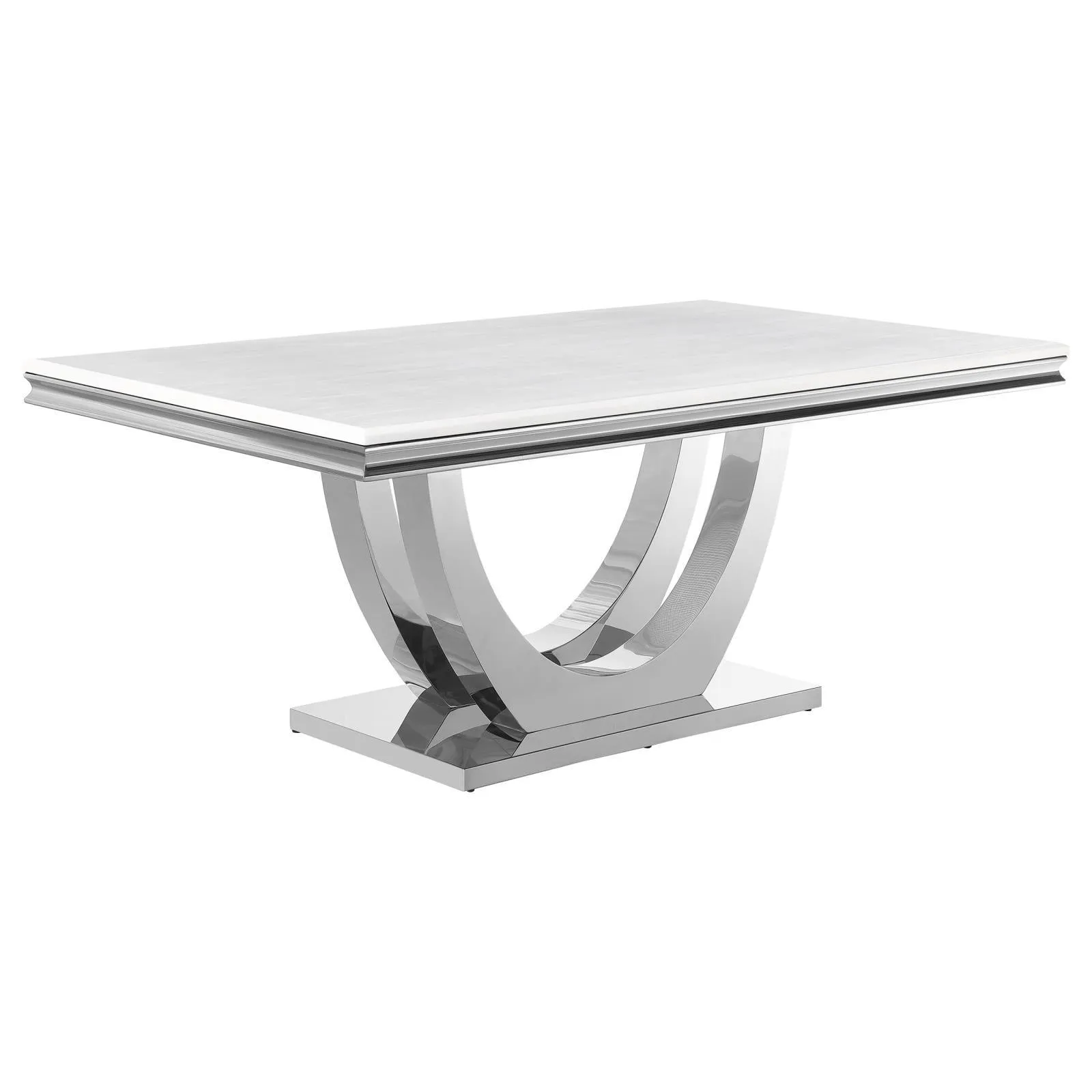 Kerwin White/Chrome Rectangle Faux Marble Top Dining Table - Image 3