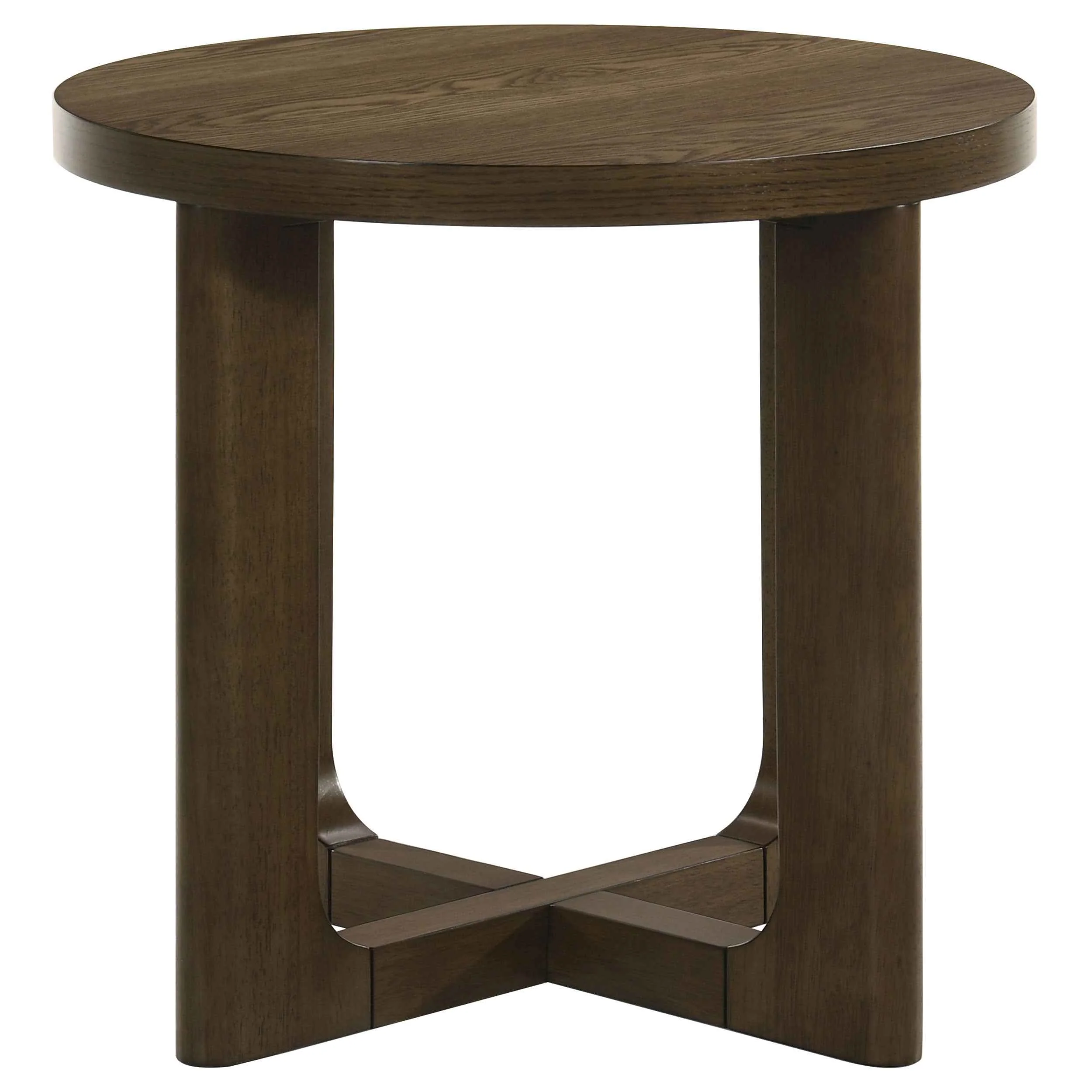 Kessler Brown Round Sculptural Wood End Table - Image 3