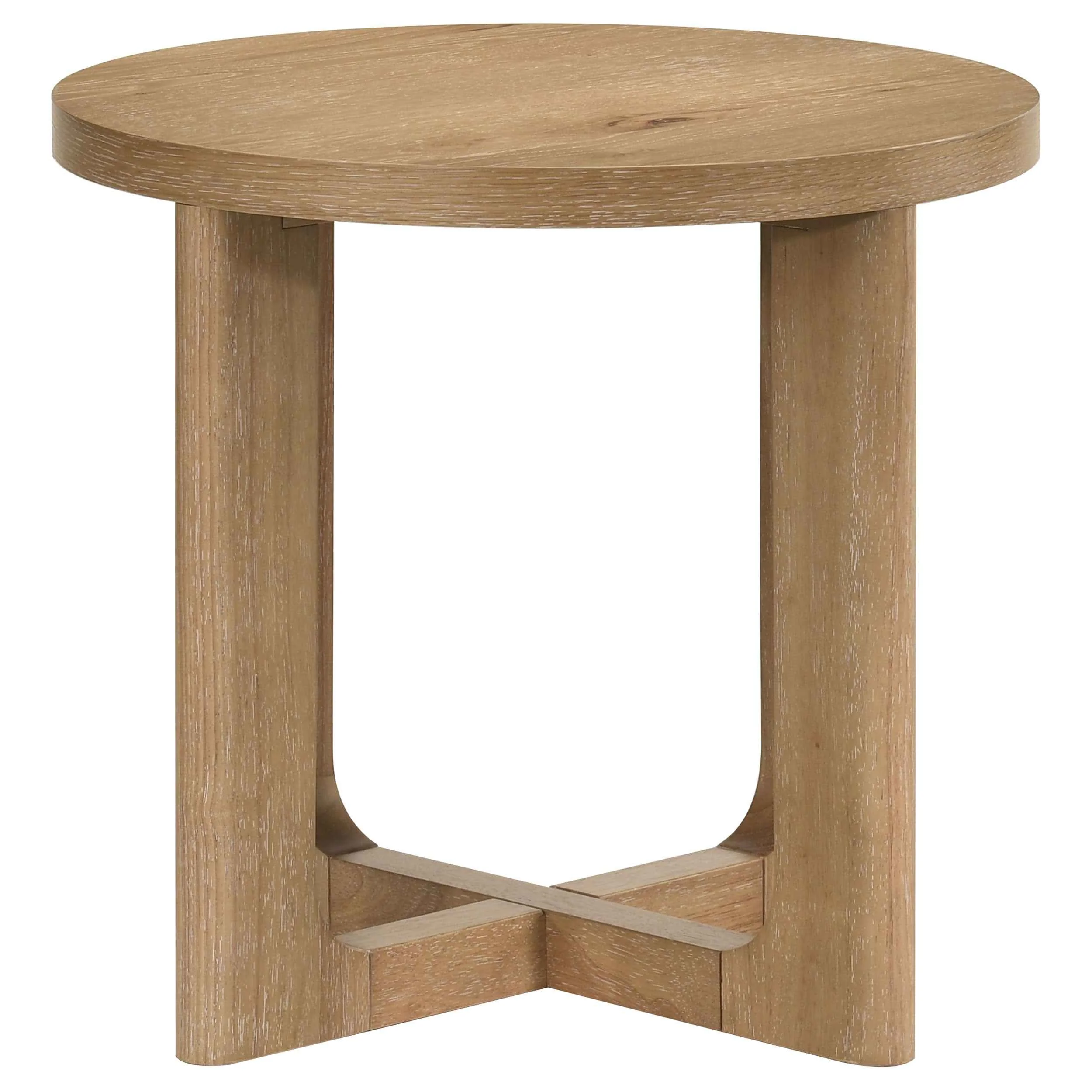 Kessler Light Oak Round Sculptural Wood End Table - Image 4