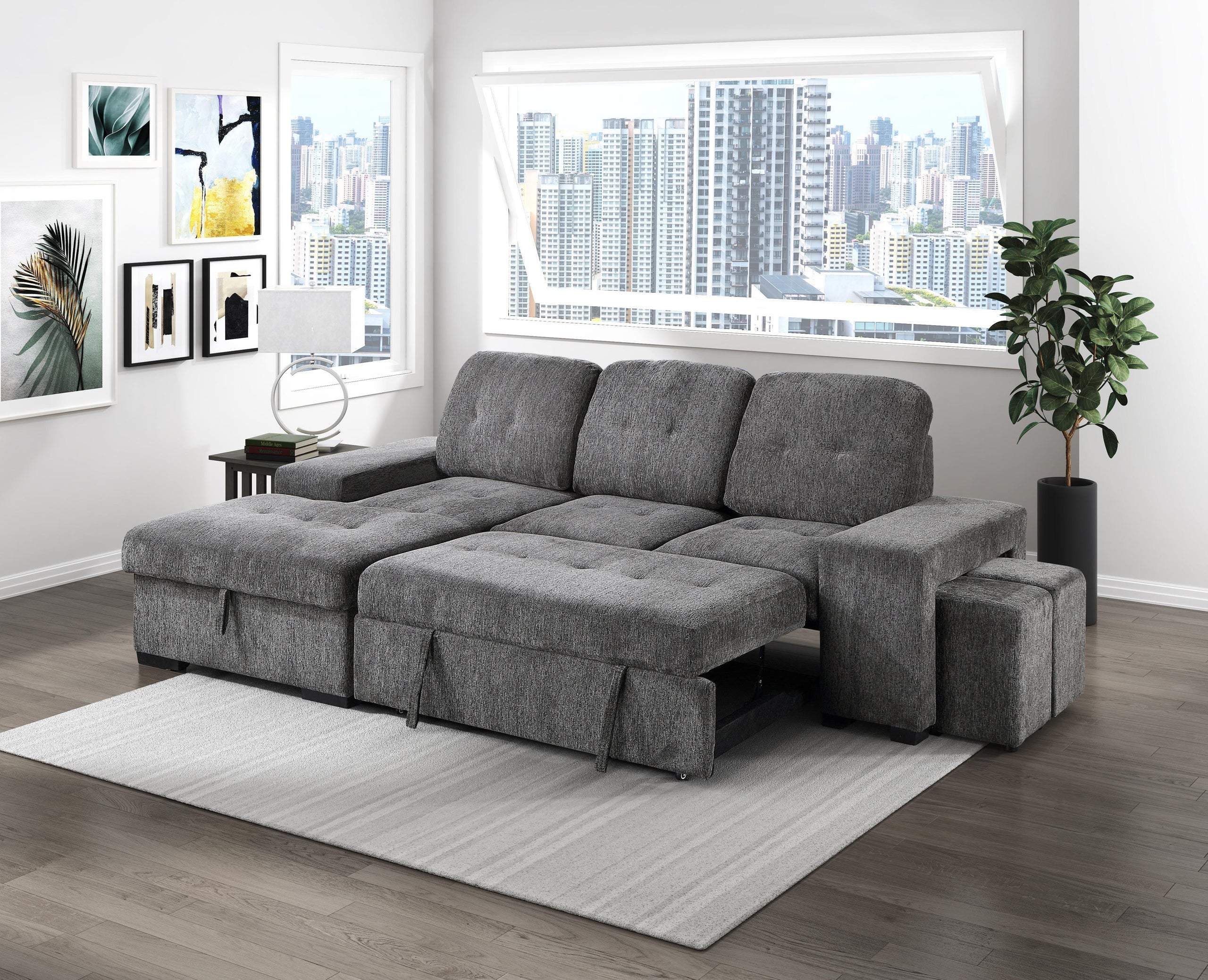 Kevin Grey Sectional With Pull-Out Bed - Image 3