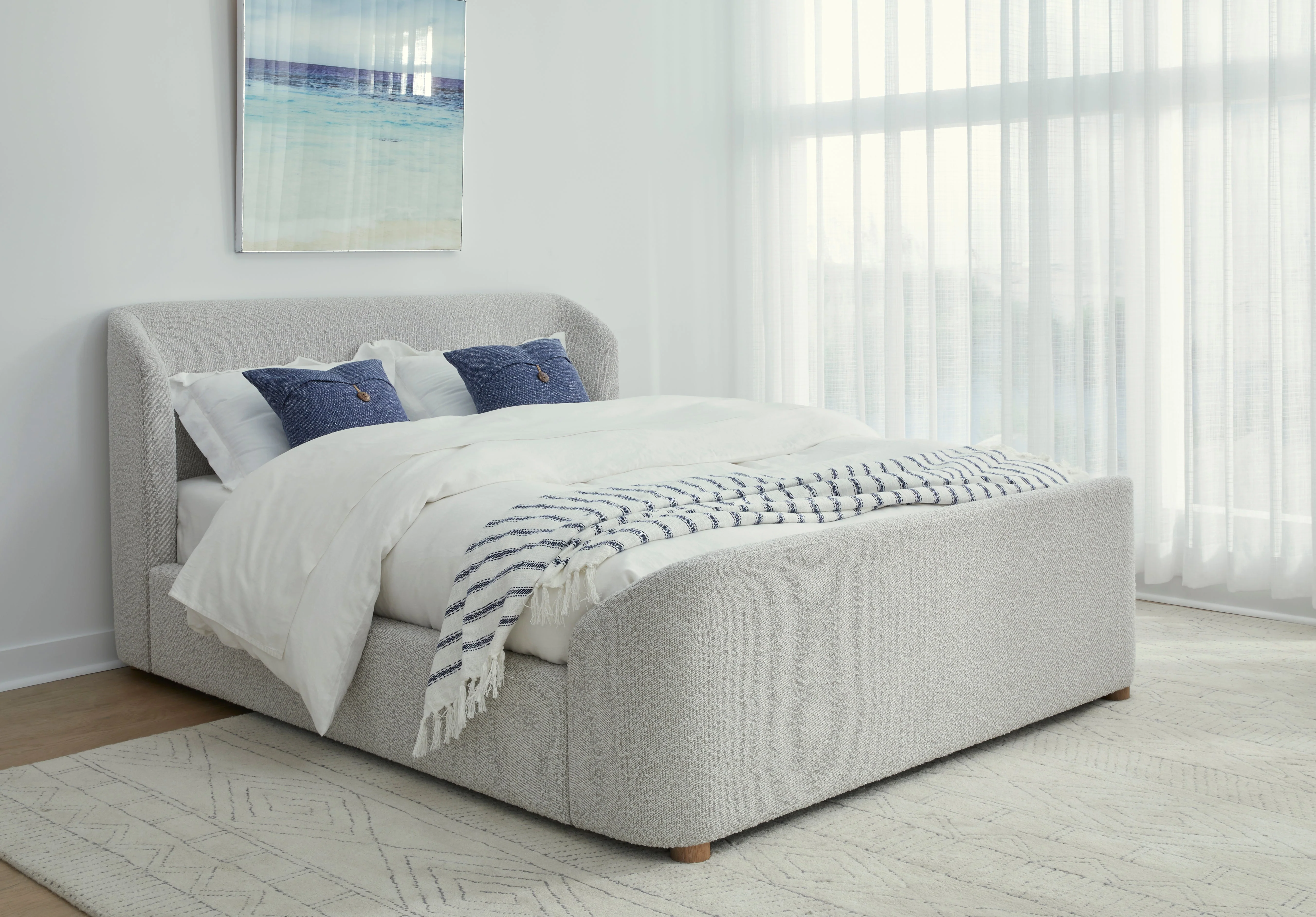 Kiki Upholstered Eastern King Platform Bed in Cotton Ball Boucle - Image 3
