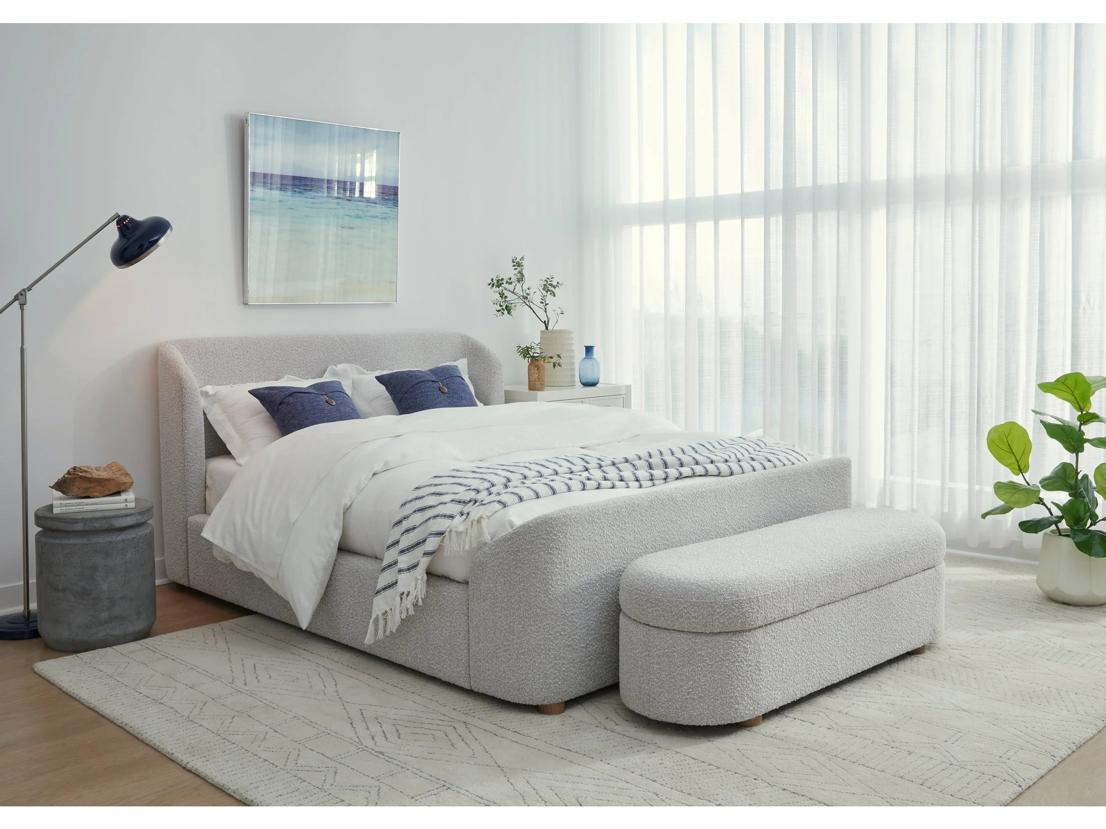 Kiki Upholstered Full Platform Bed in Cotton Ball Boucle