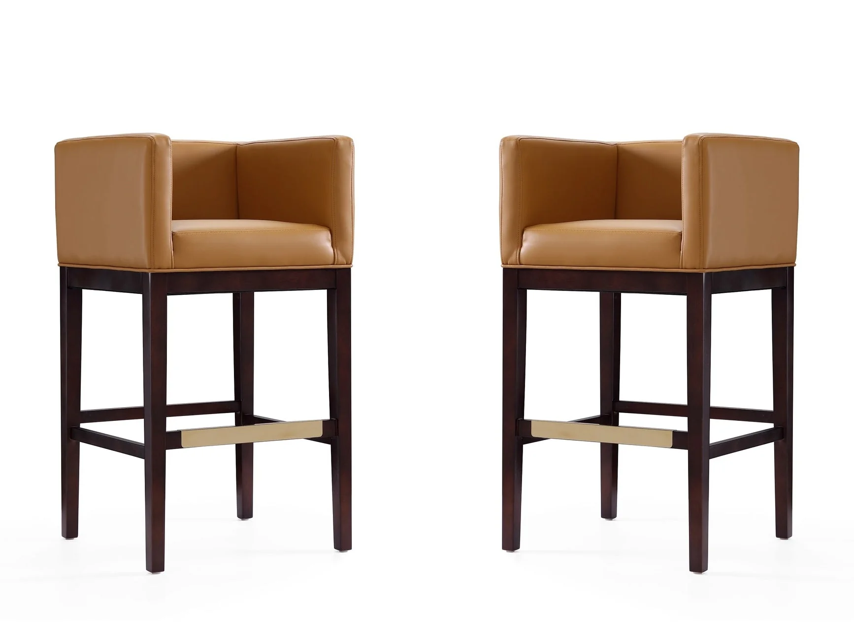 Kingsley Barstool in Camel and Dark Walnut (set of 2)