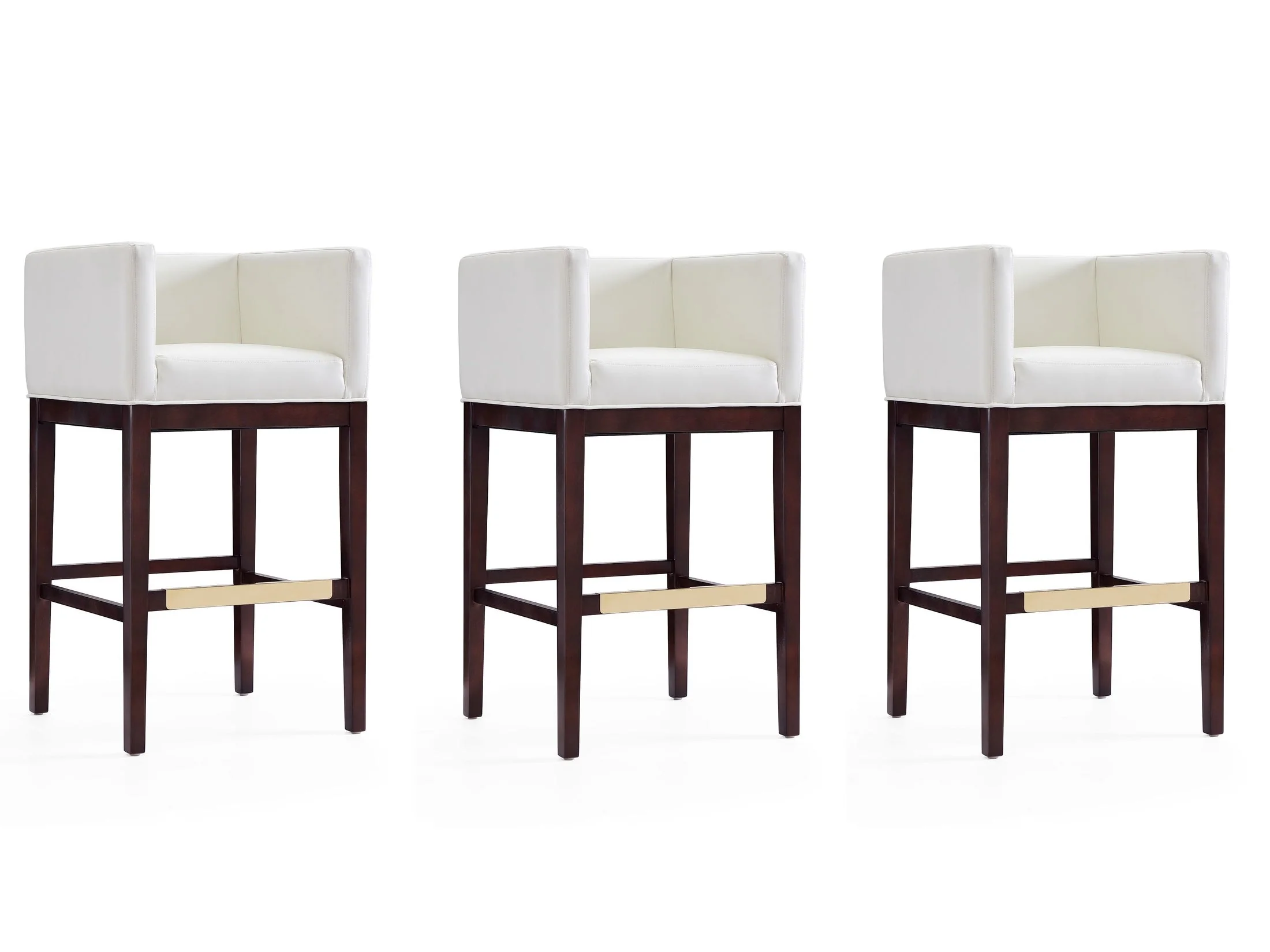 Kingsley Barstool in Ivory and Dark Walnut (set of 3)