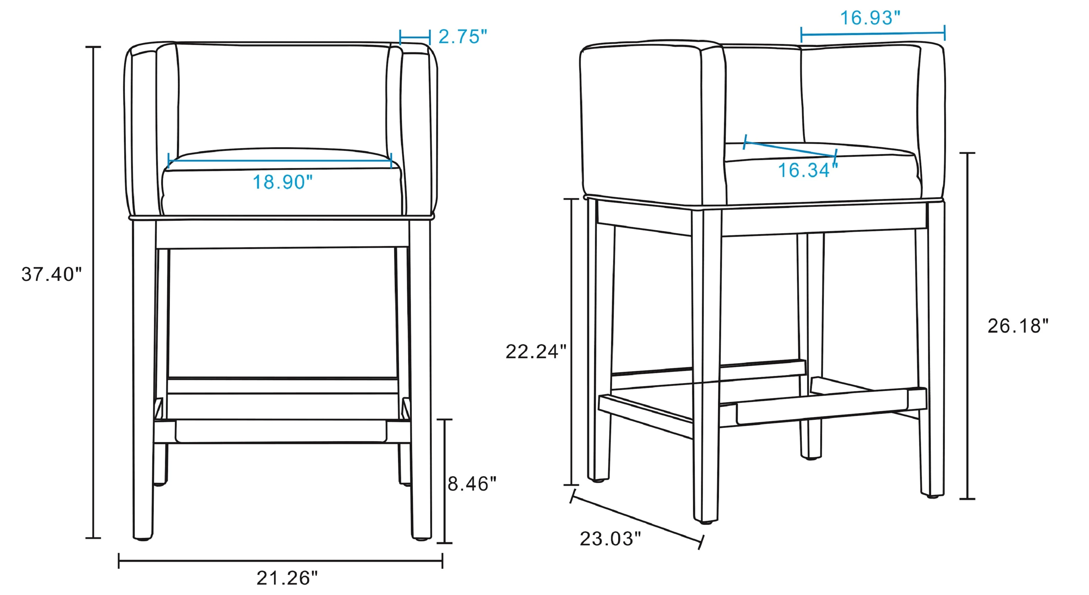 Kingsley Counter Stool in Black and Dark Walnut (set of 2) - Image 3