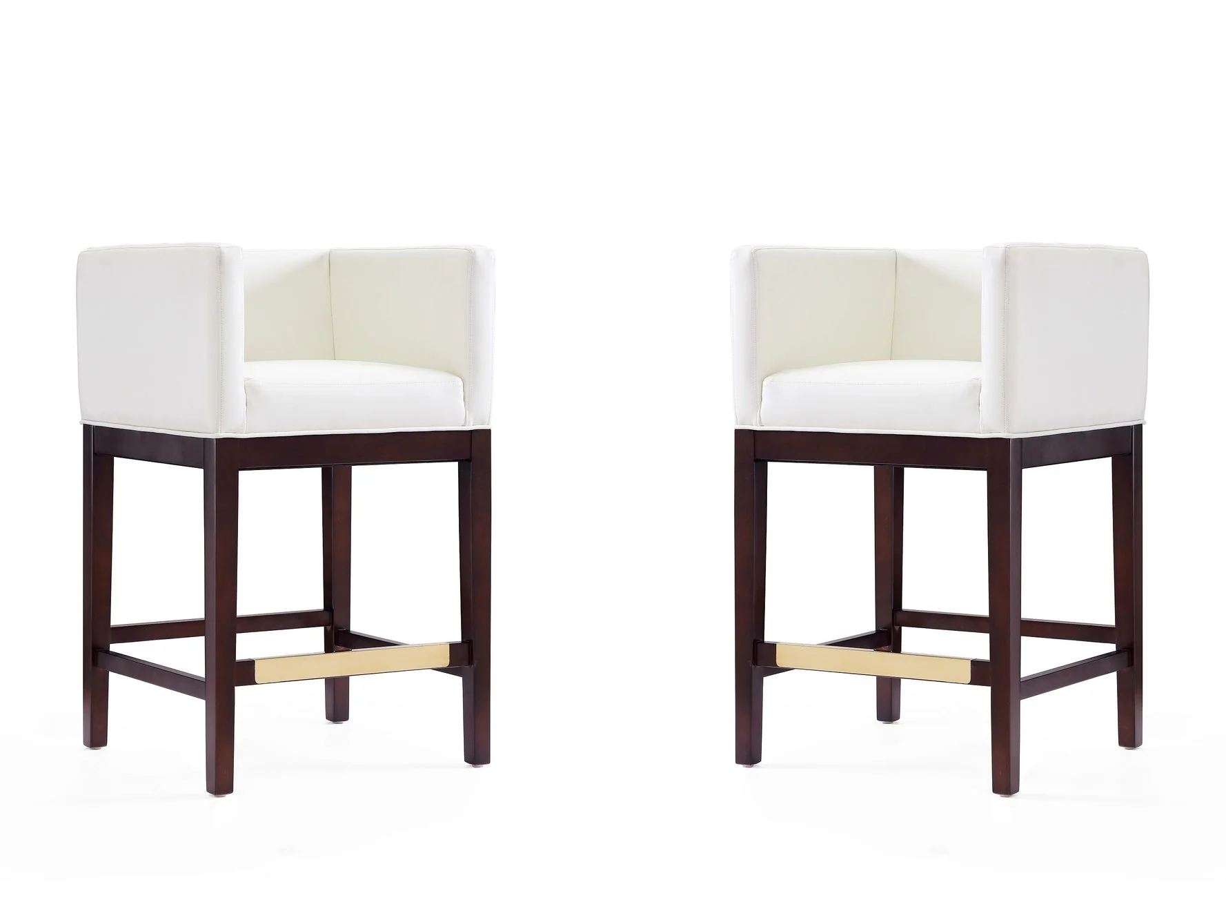 Kingsley Counter Stool in Ivory and Dark Walnut (set of 2)