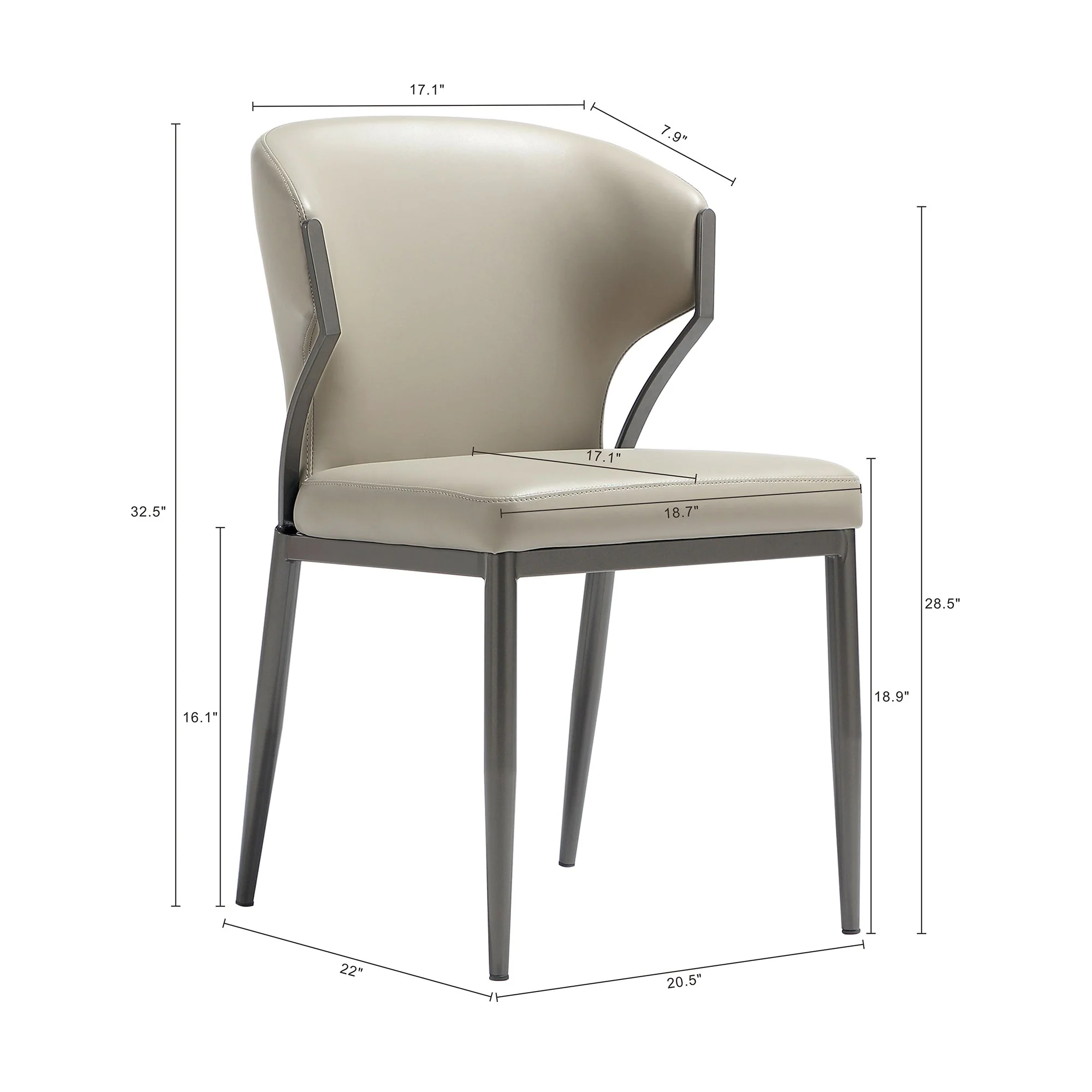 Kirsten Dining Chair in Light Grey (set of 2) - Image 3