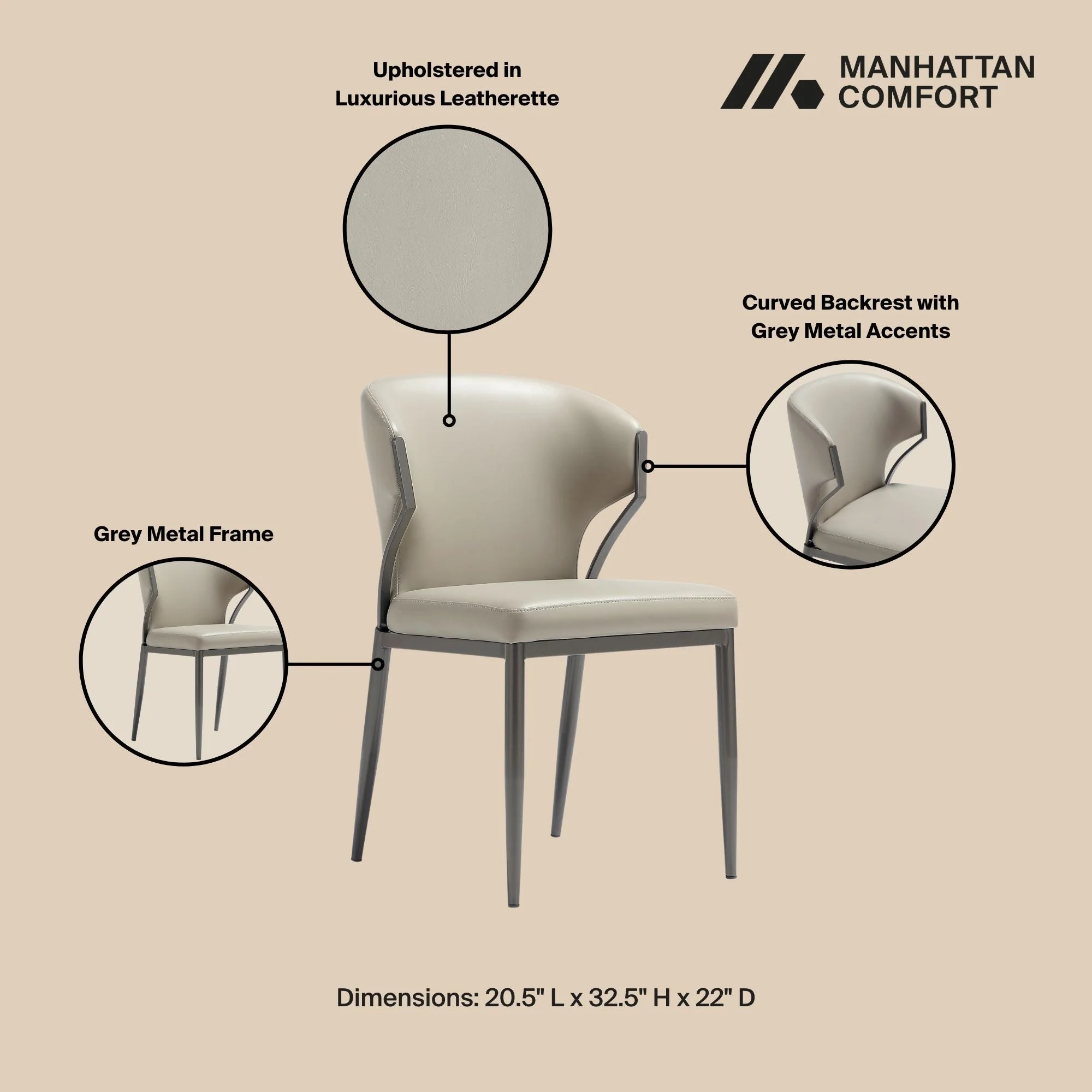 Kirsten Dining Chair in Light Grey (set of 2) - Image 4