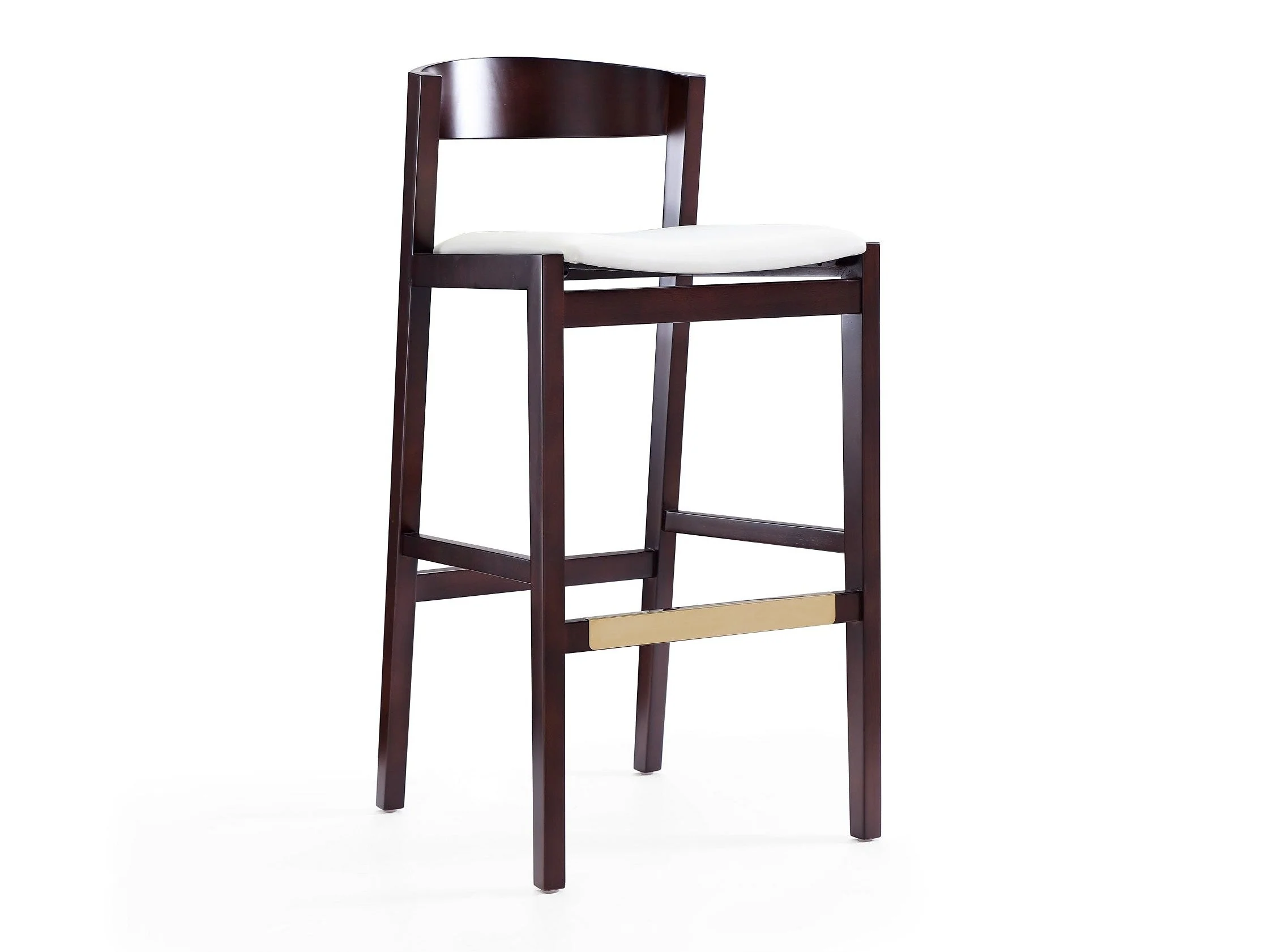 Klismos Barstool in Ivory and Dark Walnut