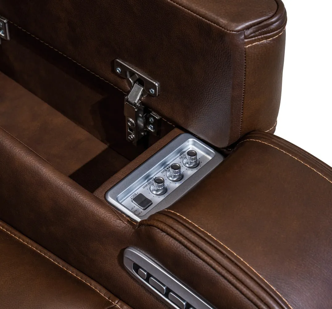Knightington Brown Power Reclining Loveseat w/Audio Seating - Image 4