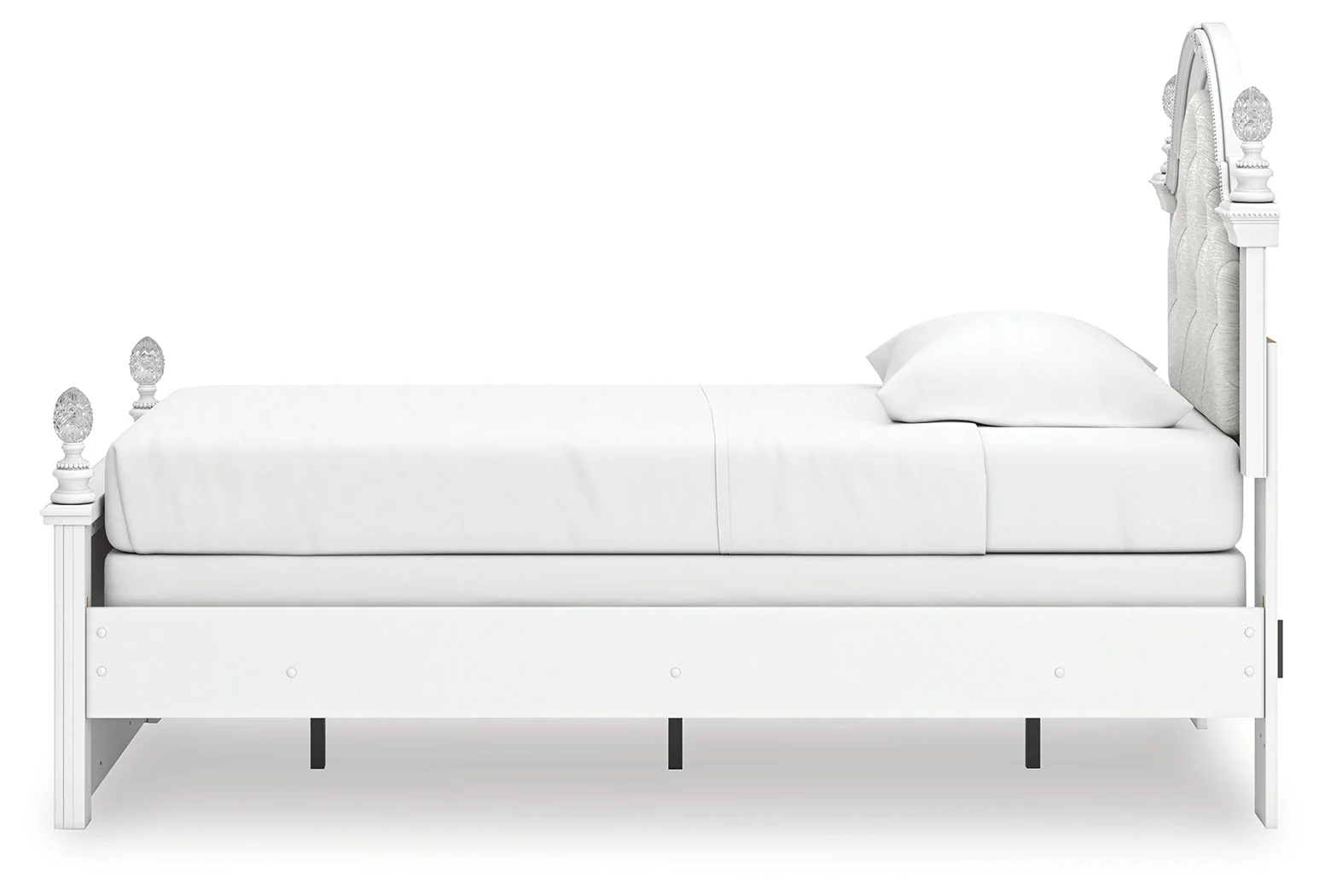 Kozlani White Twin Upholstered Panel Bed, Dresser and Mirror - Image 6