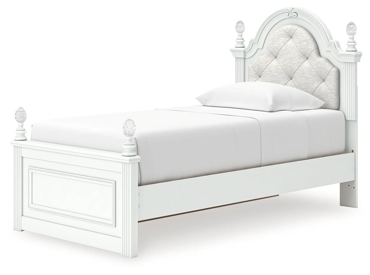 Kozlani White Twin Upholstered Panel Storage Bed - Image 6