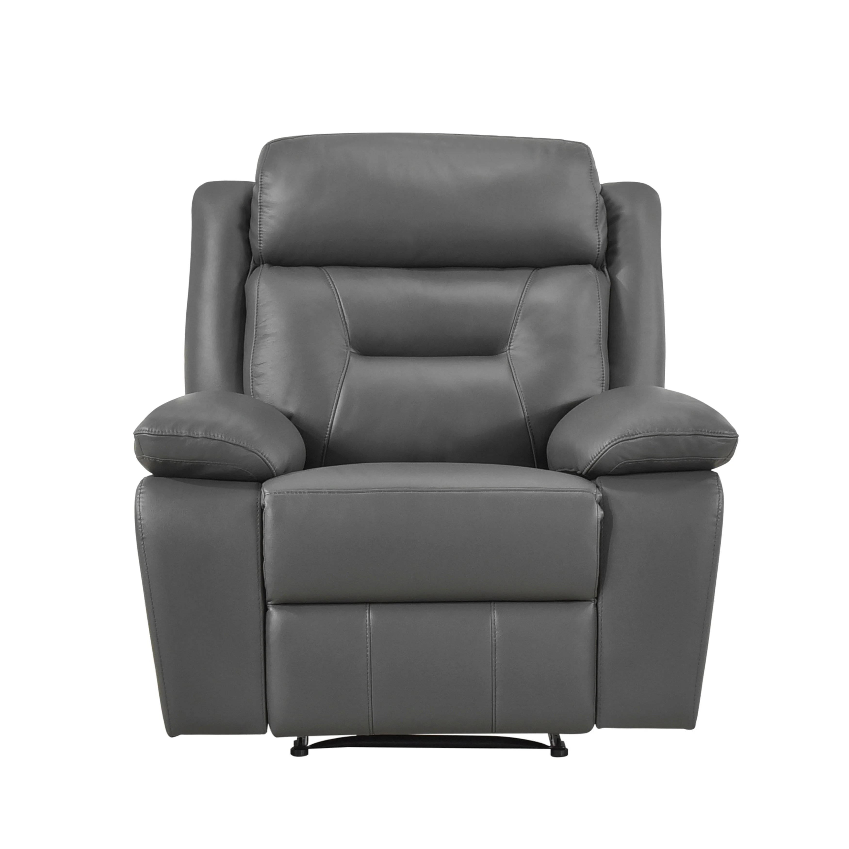 Laconia Dark Gray Leather Double Reclining Living Room Set - Image 11