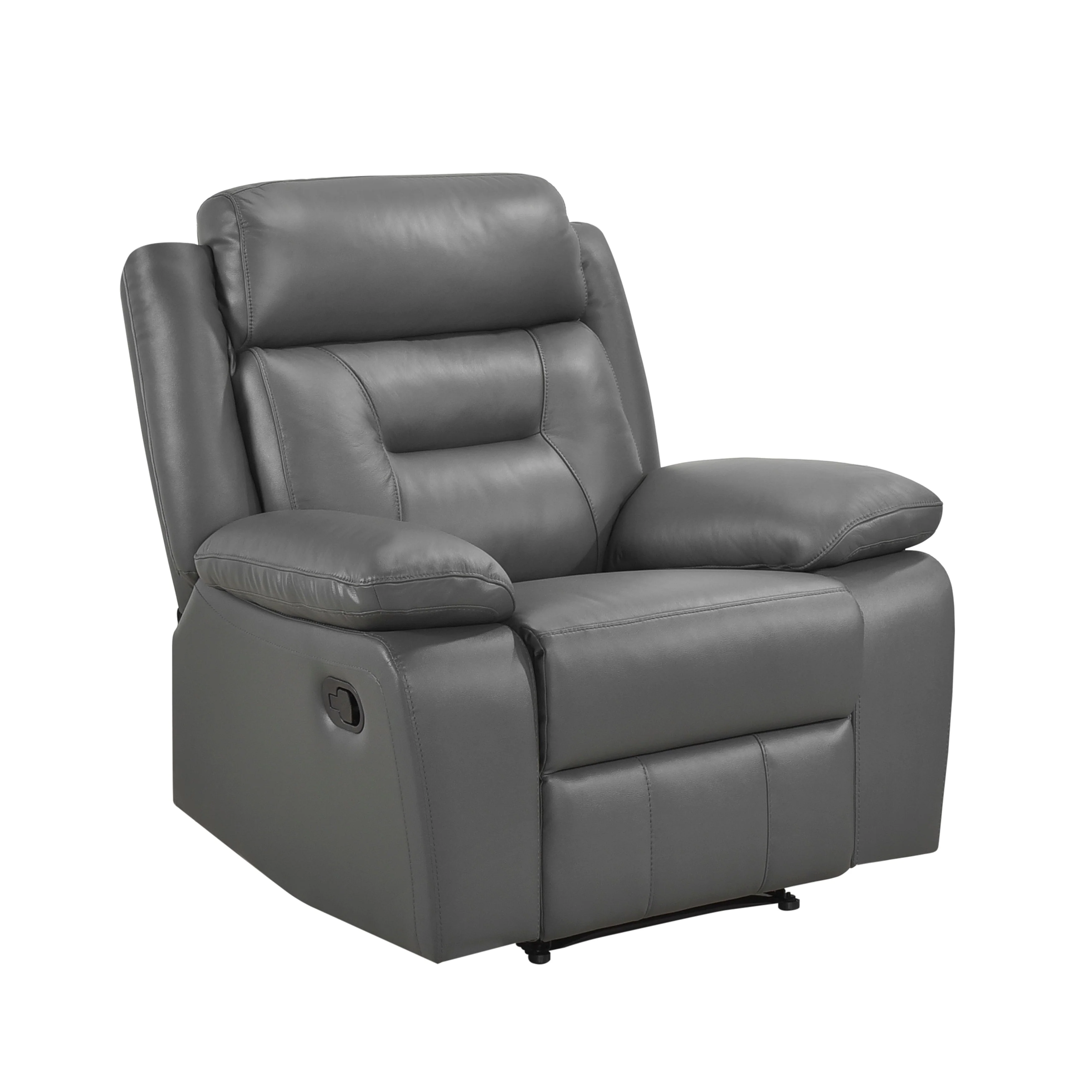 Laconia Dark Gray Leather Double Reclining Living Room Set - Image 12
