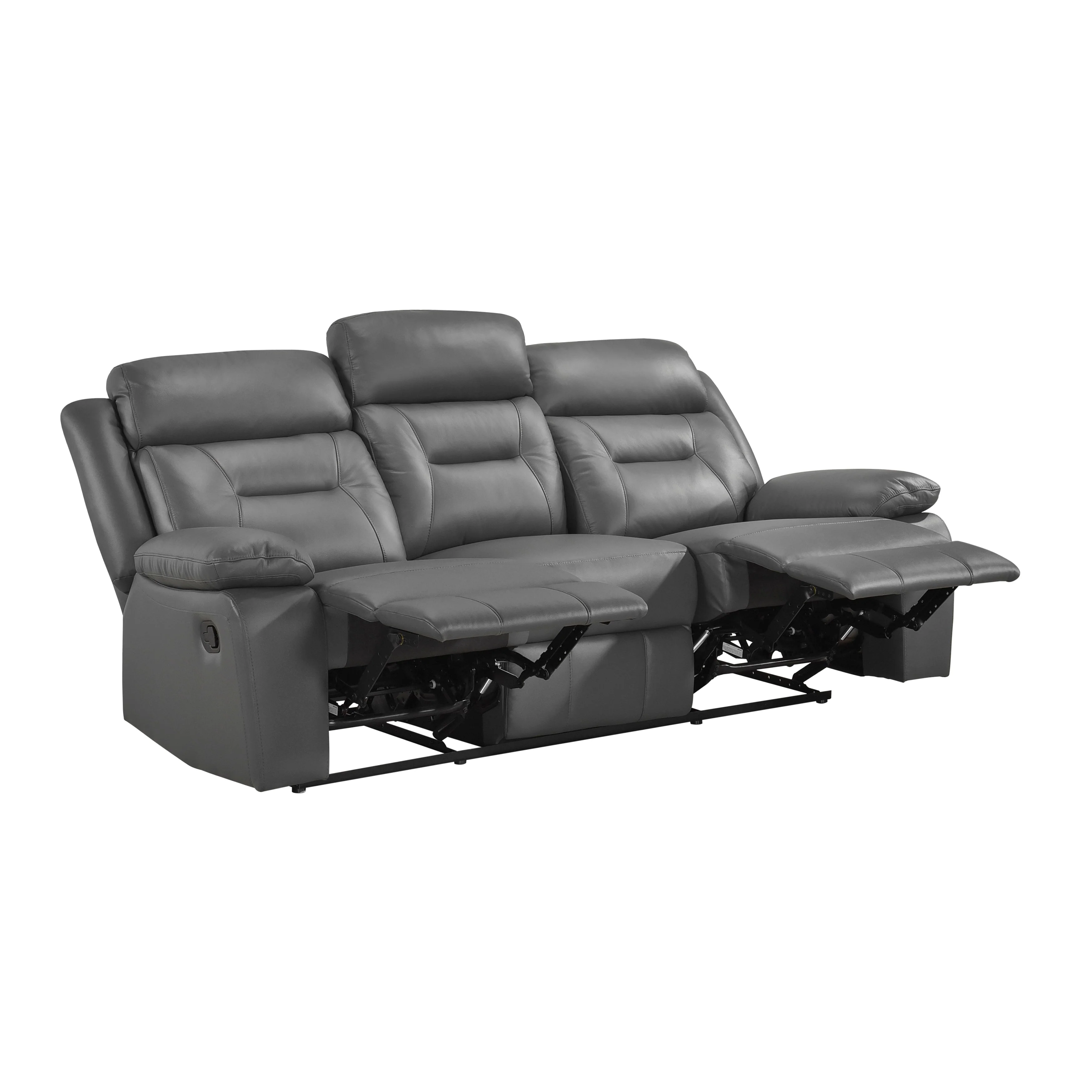 Laconia Dark Gray Leather Double Reclining Sofa - Image 5