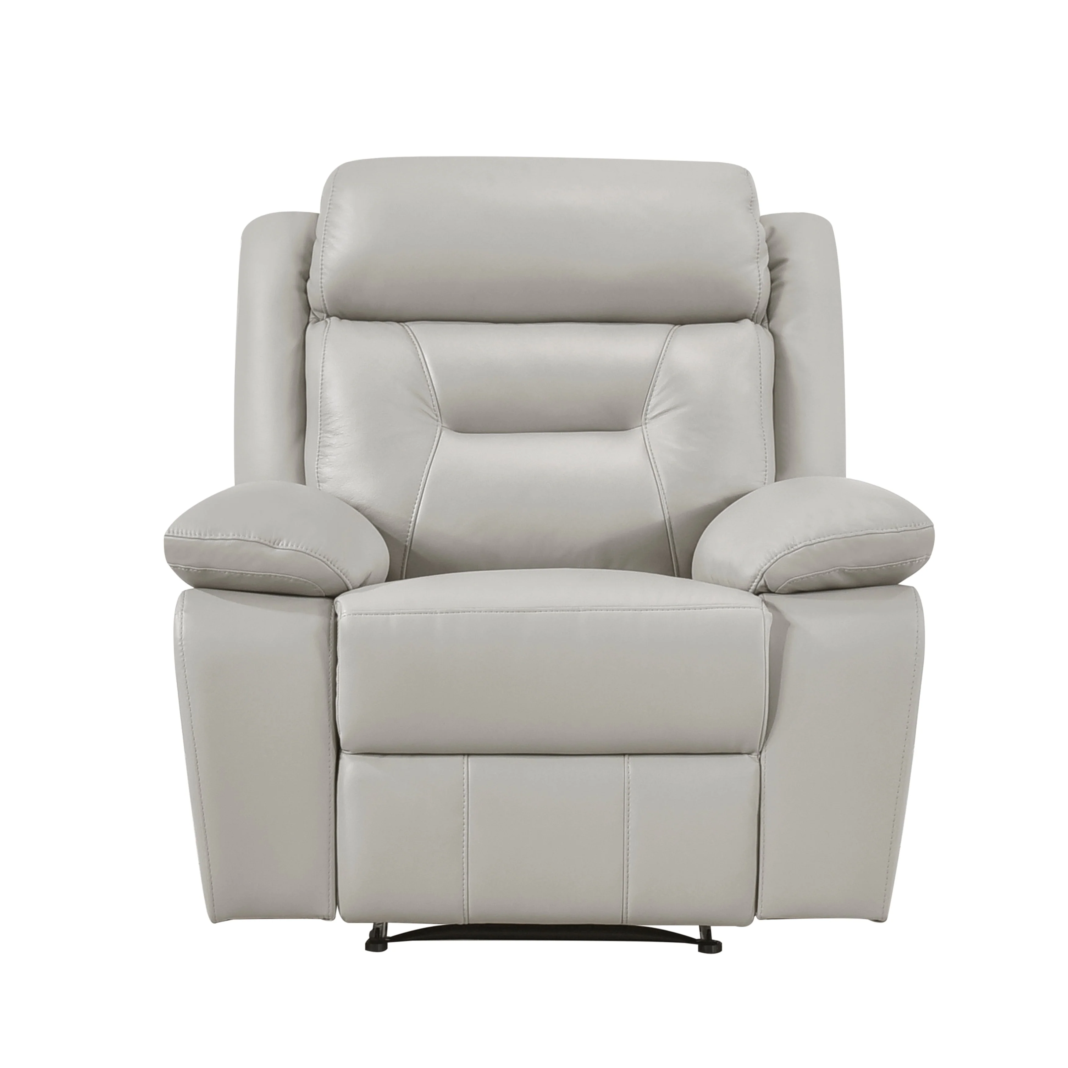 Laconia Silver Leather Double Reclining Living Room Set - Image 11