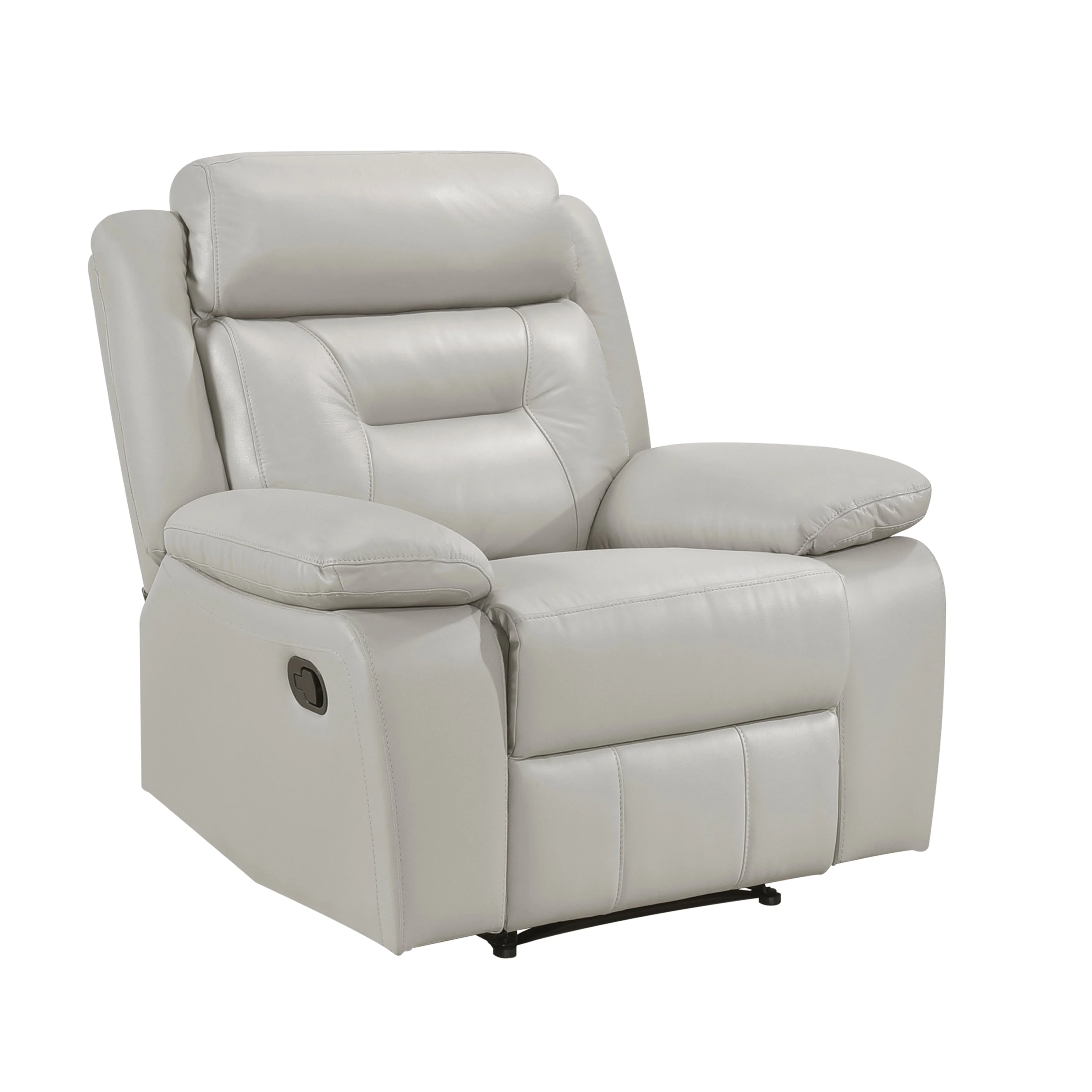 Laconia Silver Leather Double Reclining Living Room Set - Image 12