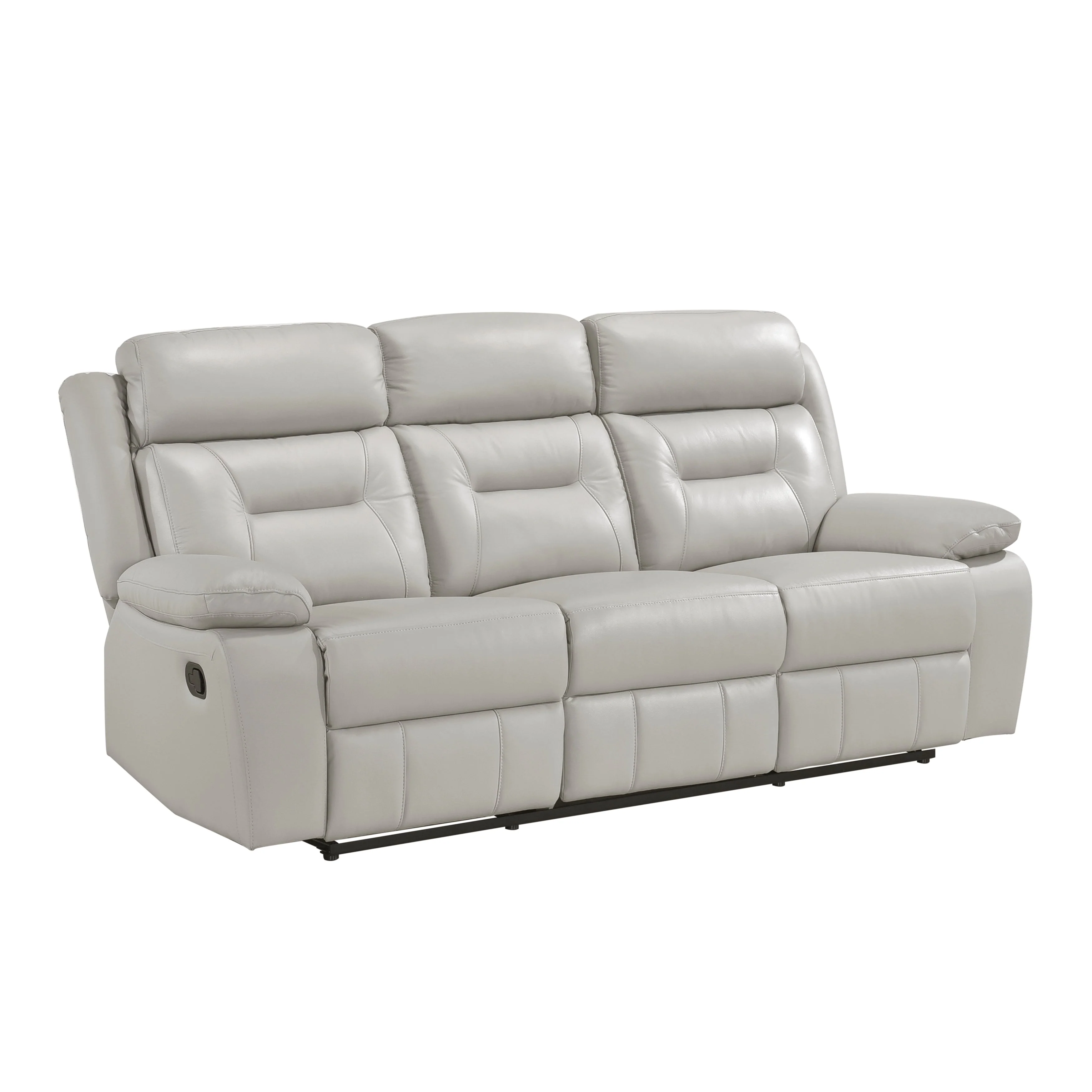 Laconia Silver Leather Double Reclining Living Room Set - Image 4
