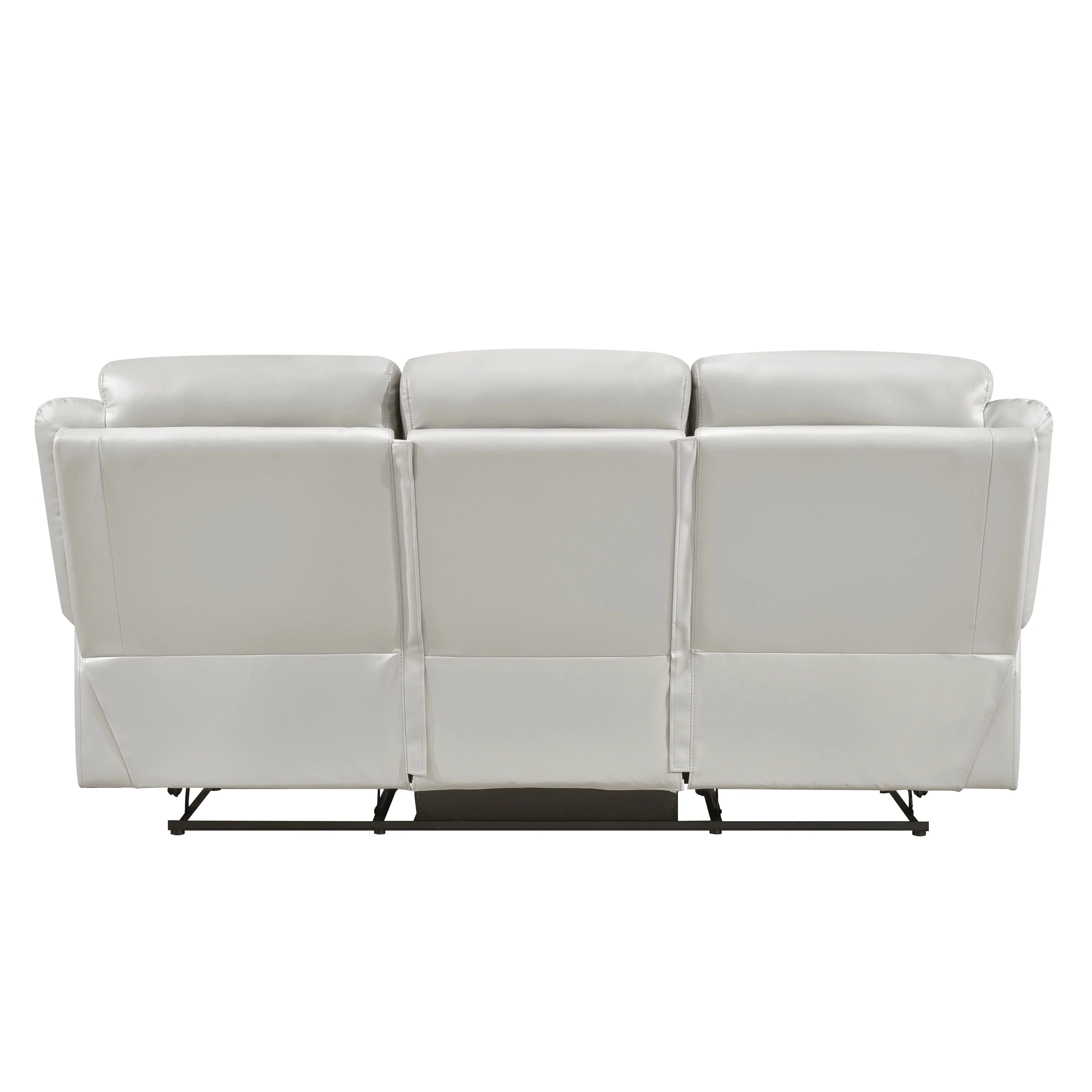 Laconia Silver Leather Double Reclining Living Room Set - Image 6