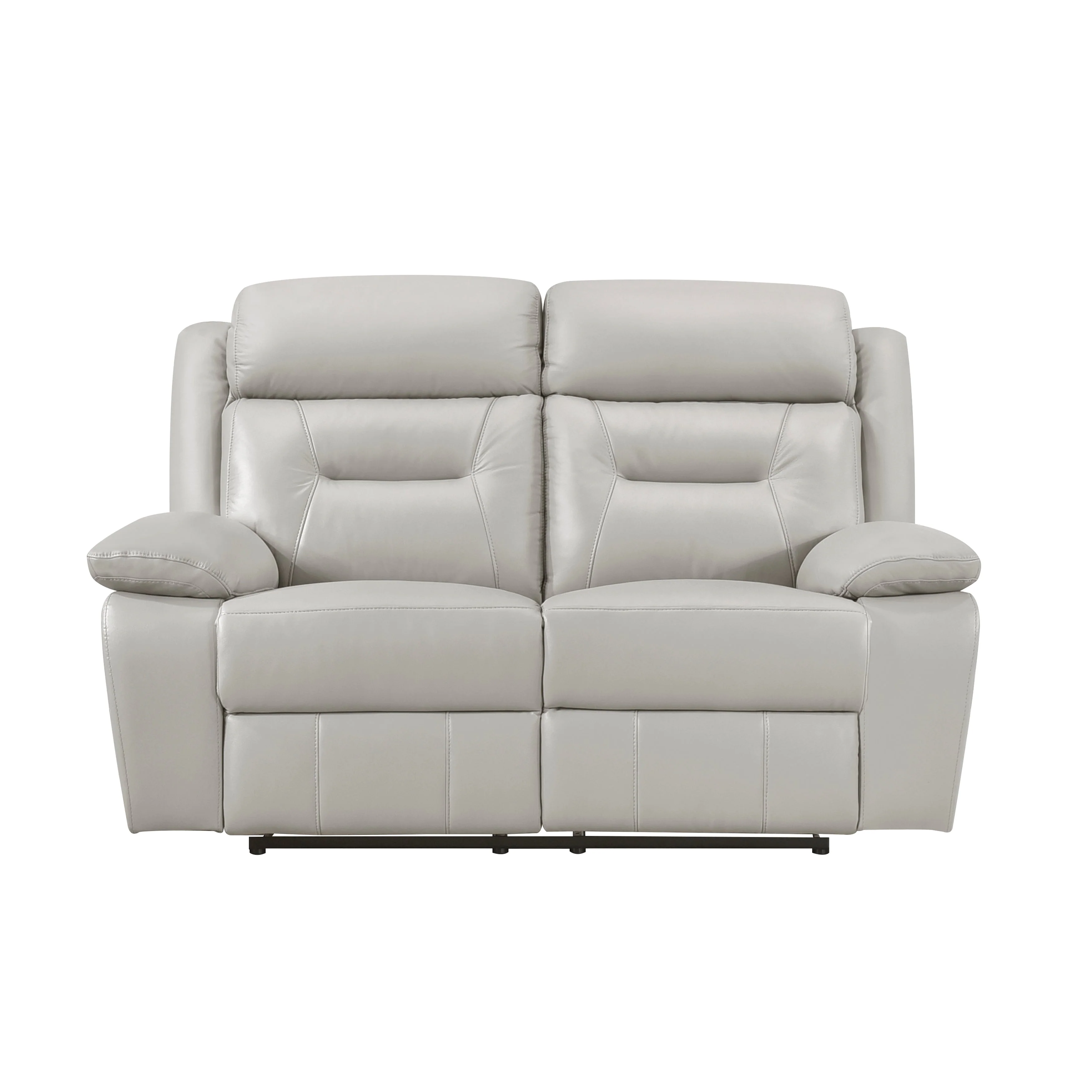 Laconia Silver Leather Double Reclining Living Room Set - Image 7