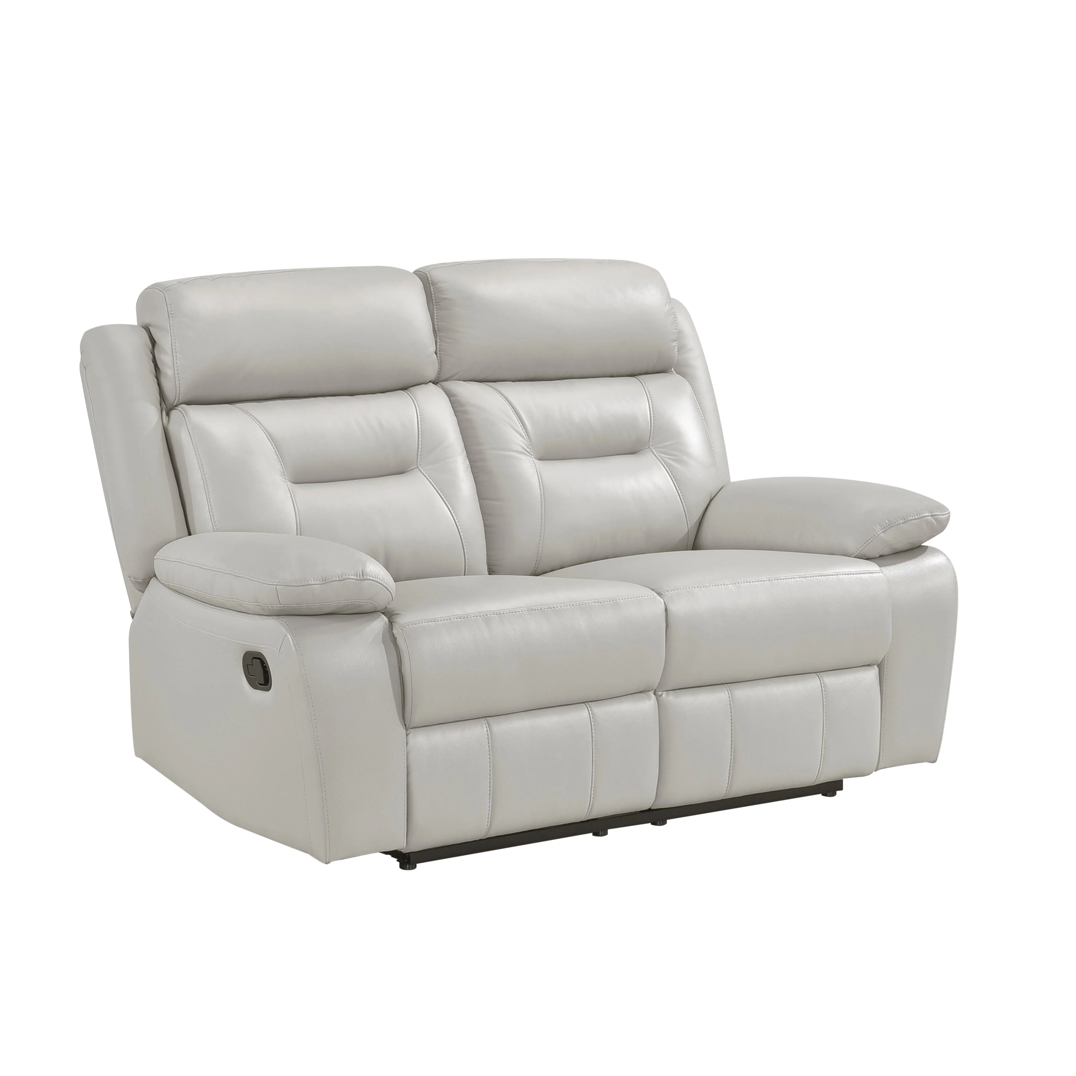 Laconia Silver Leather Double Reclining Living Room Set - Image 8