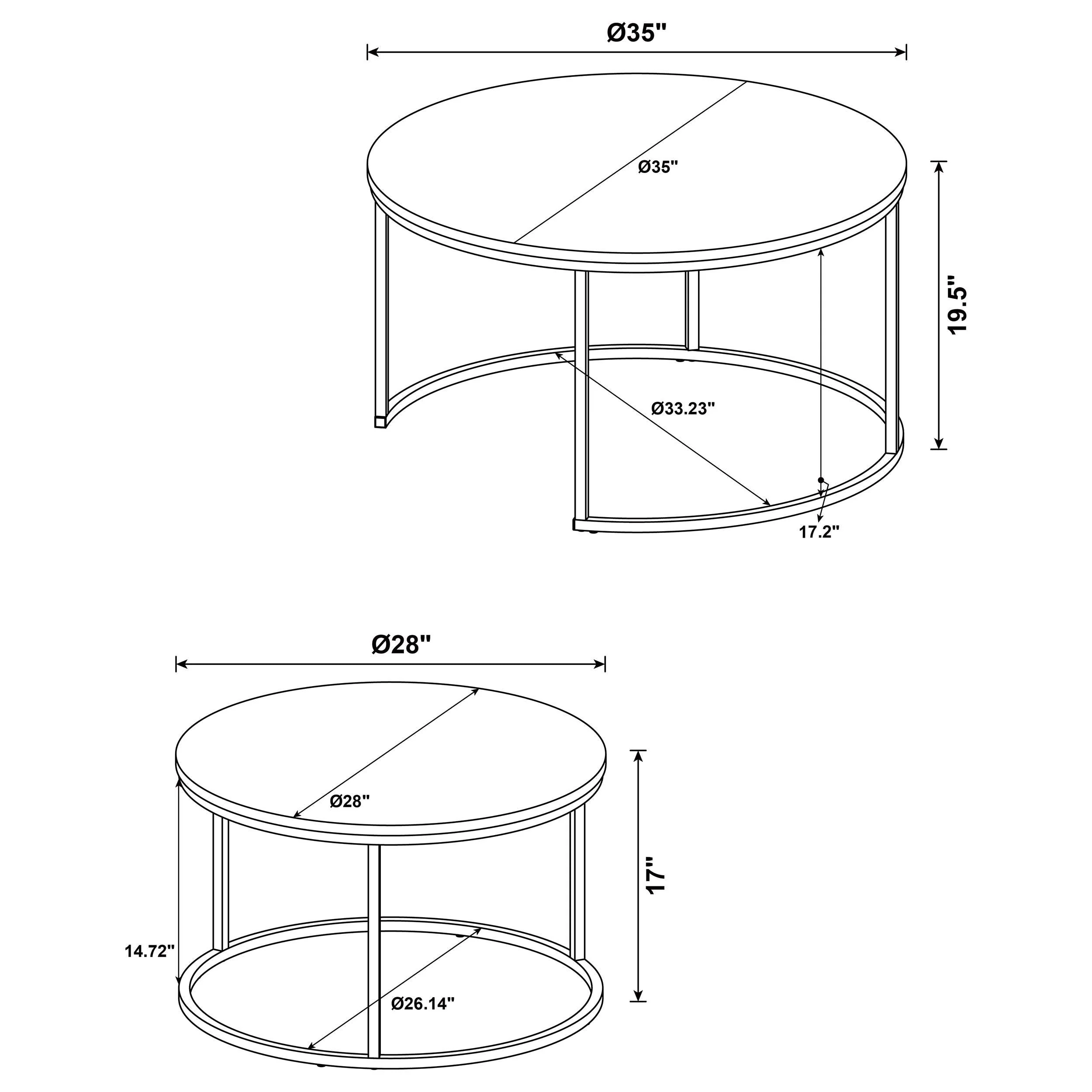 Lainey Distressed Pine 2-Piece Round Nesting Coffee Table - Image 11