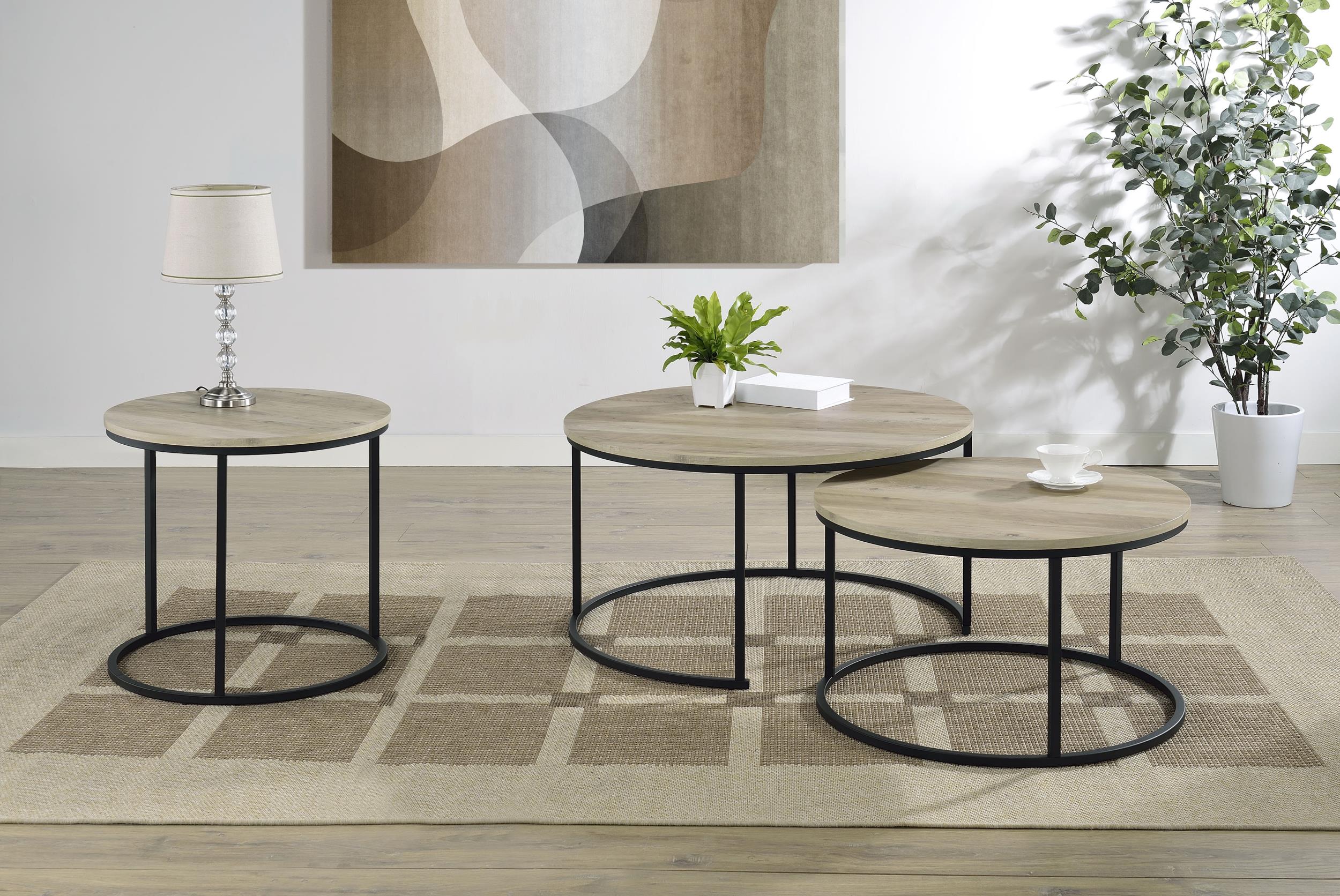 Lainey Distressed Pine 2-Piece Round Nesting Coffee Table - Image 12