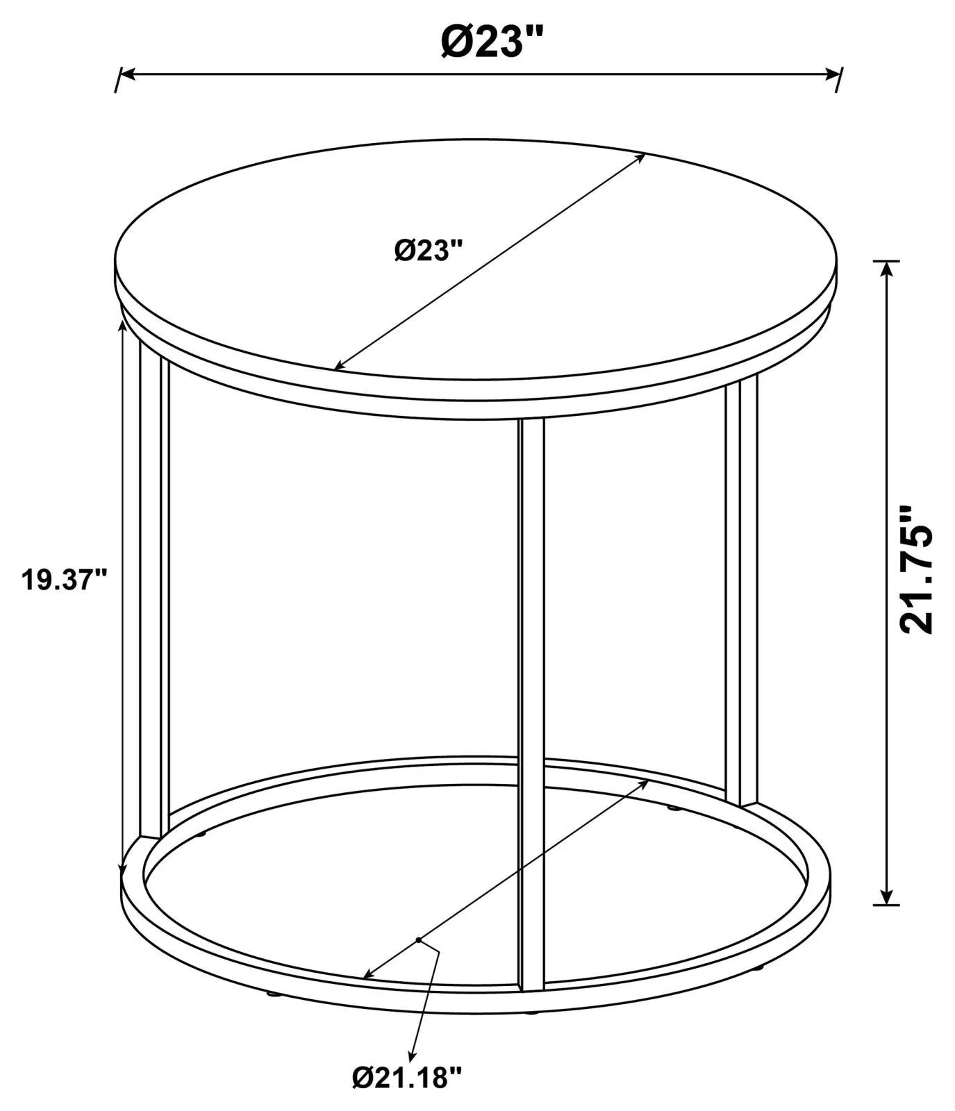 Lainey Gray/Gunmetal Faux Marble Round Top End Table - Image 4