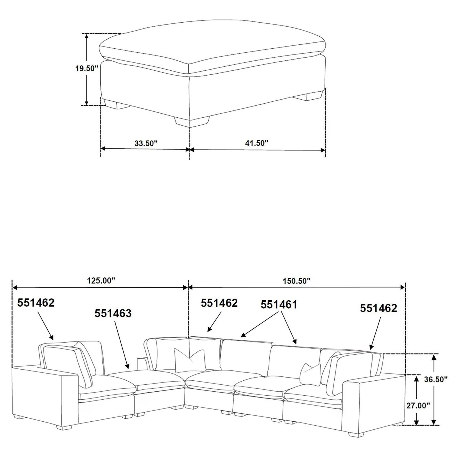 Lakeview Dark Chocolate 5-piece Upholstered Modular Sectional Sofa - Image 9