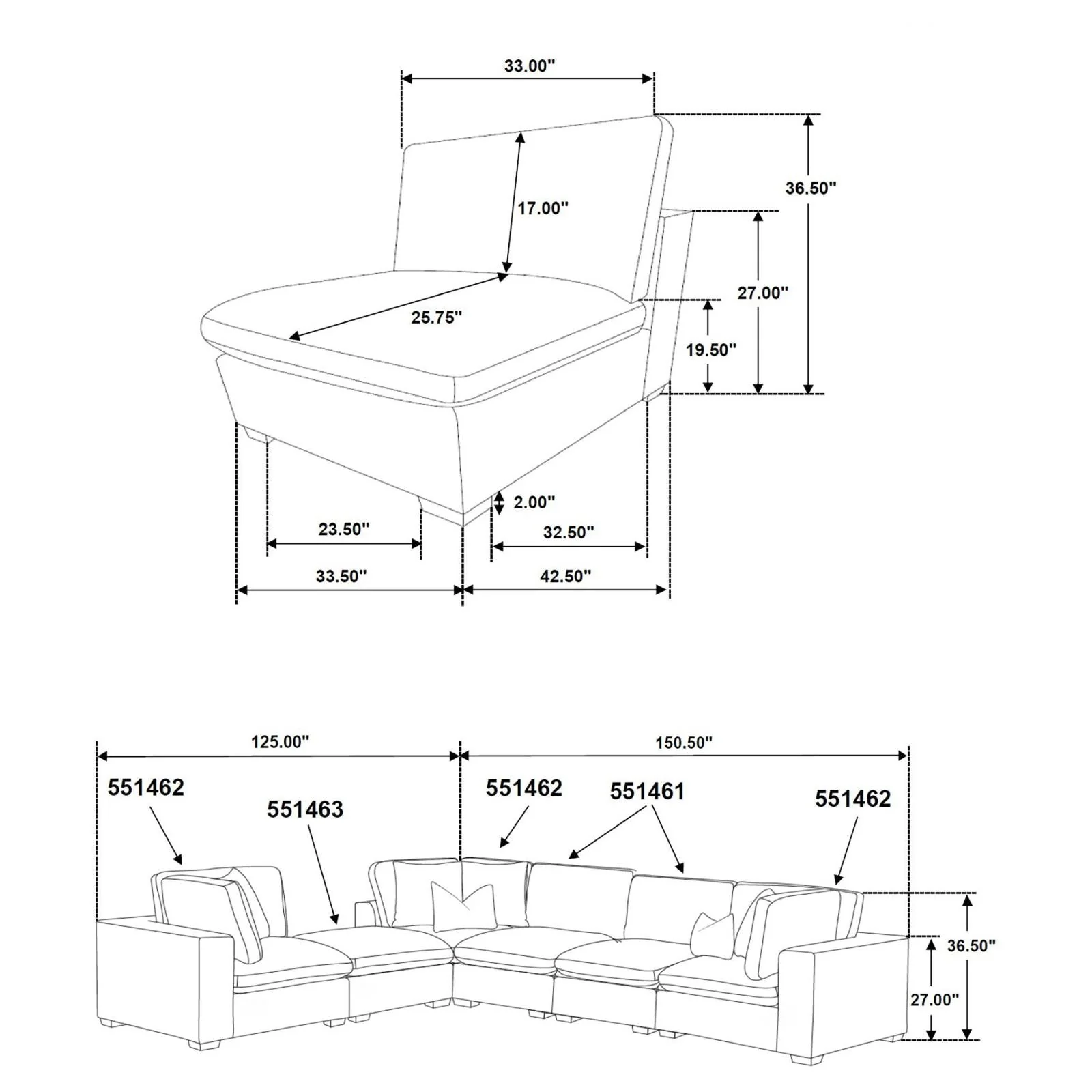 Lakeview Dark Chocolate 6-Piece Upholstered Modular Sectional Sofa - Image 6