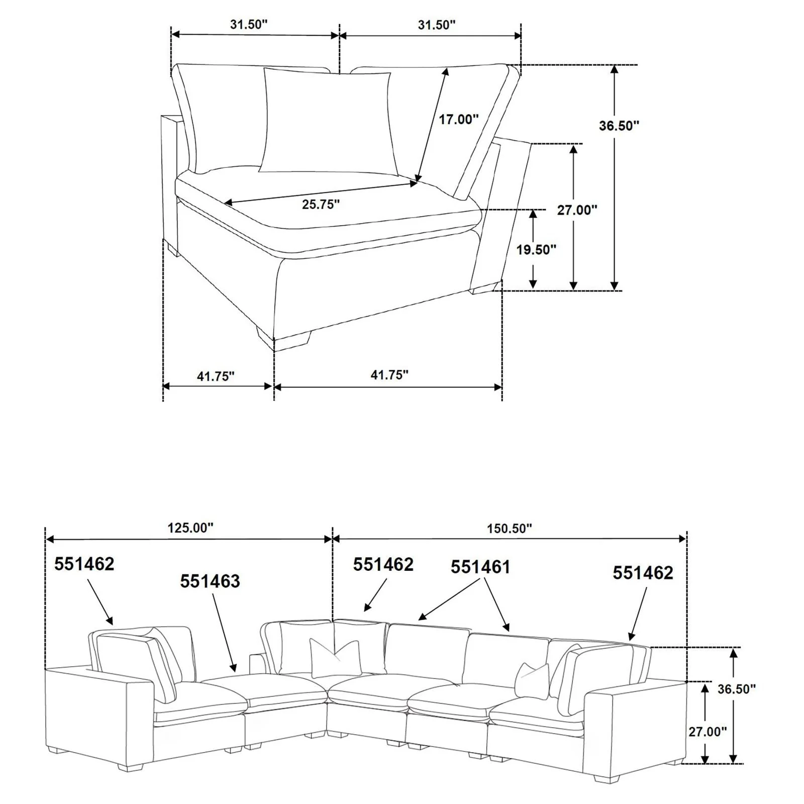 Lakeview Dark Chocolate 6-Piece Upholstered Modular Sectional Sofa - Image 7