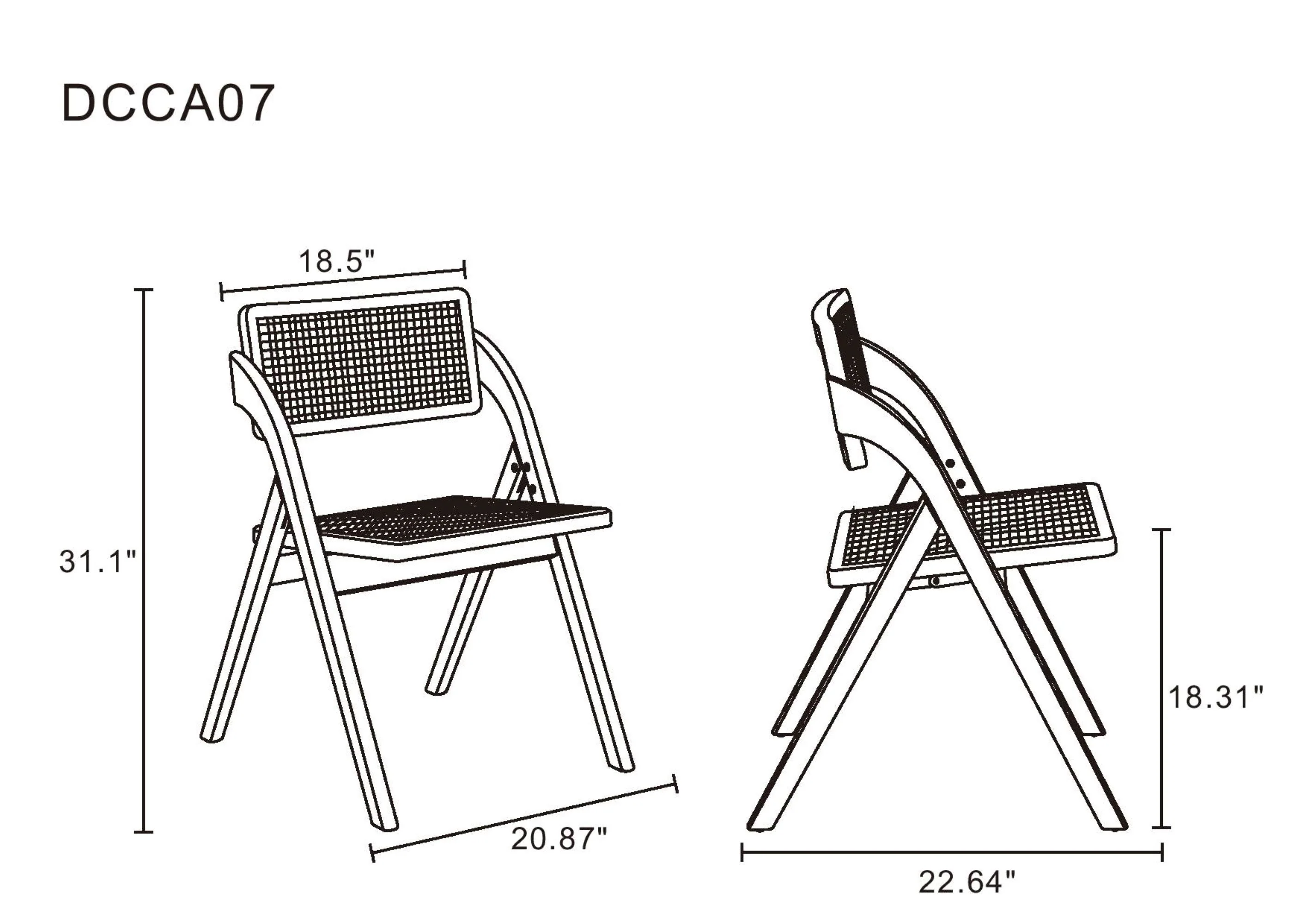 Lambinet Folding Dining Chair in Nature Cane (set of 2) - Image 3
