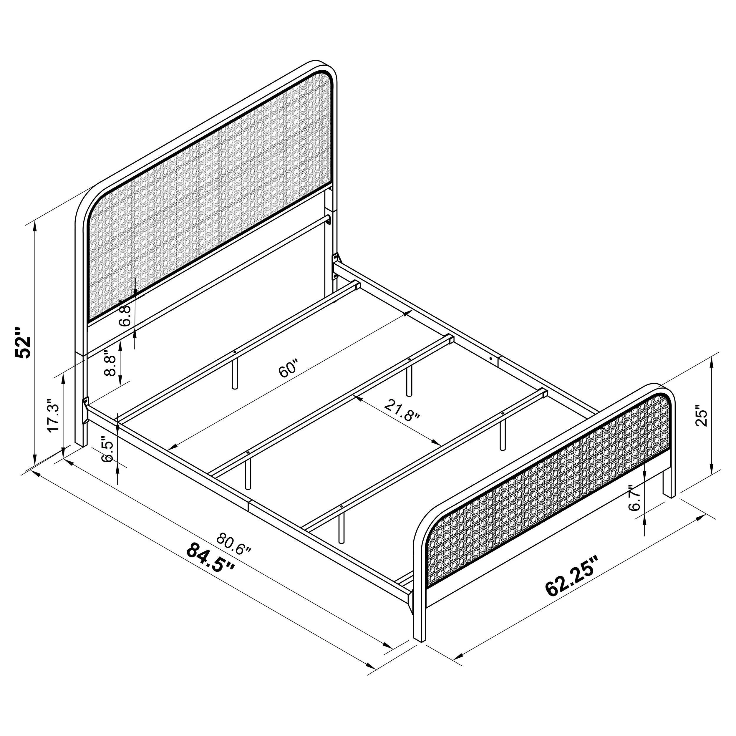 Lanewood White Polyethylene PE Rattan Upholstered Metal Queen Bed - Image 11