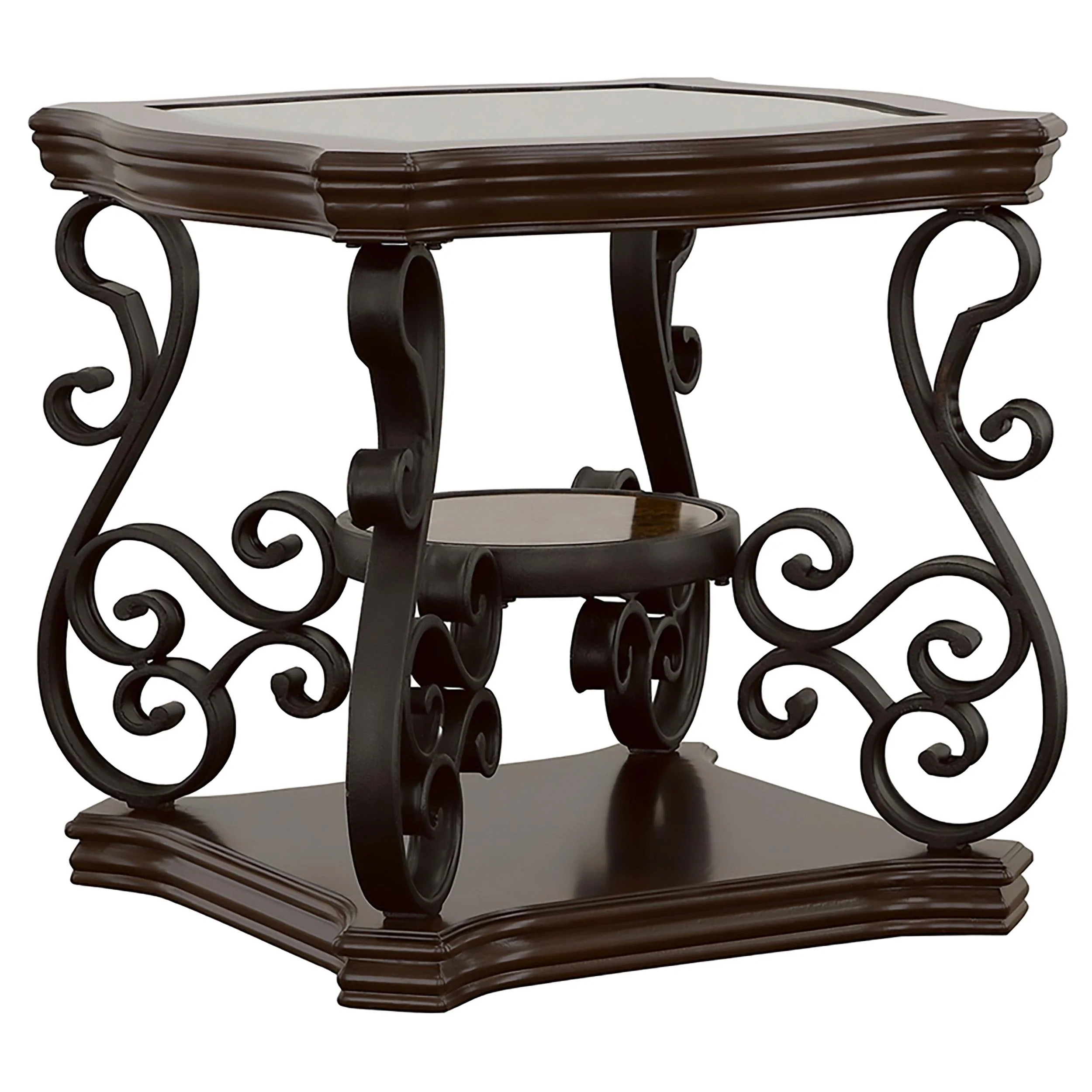 Laney Dark Merlot 2-Piece Glass Top Coffee and End Table Set - Image 3