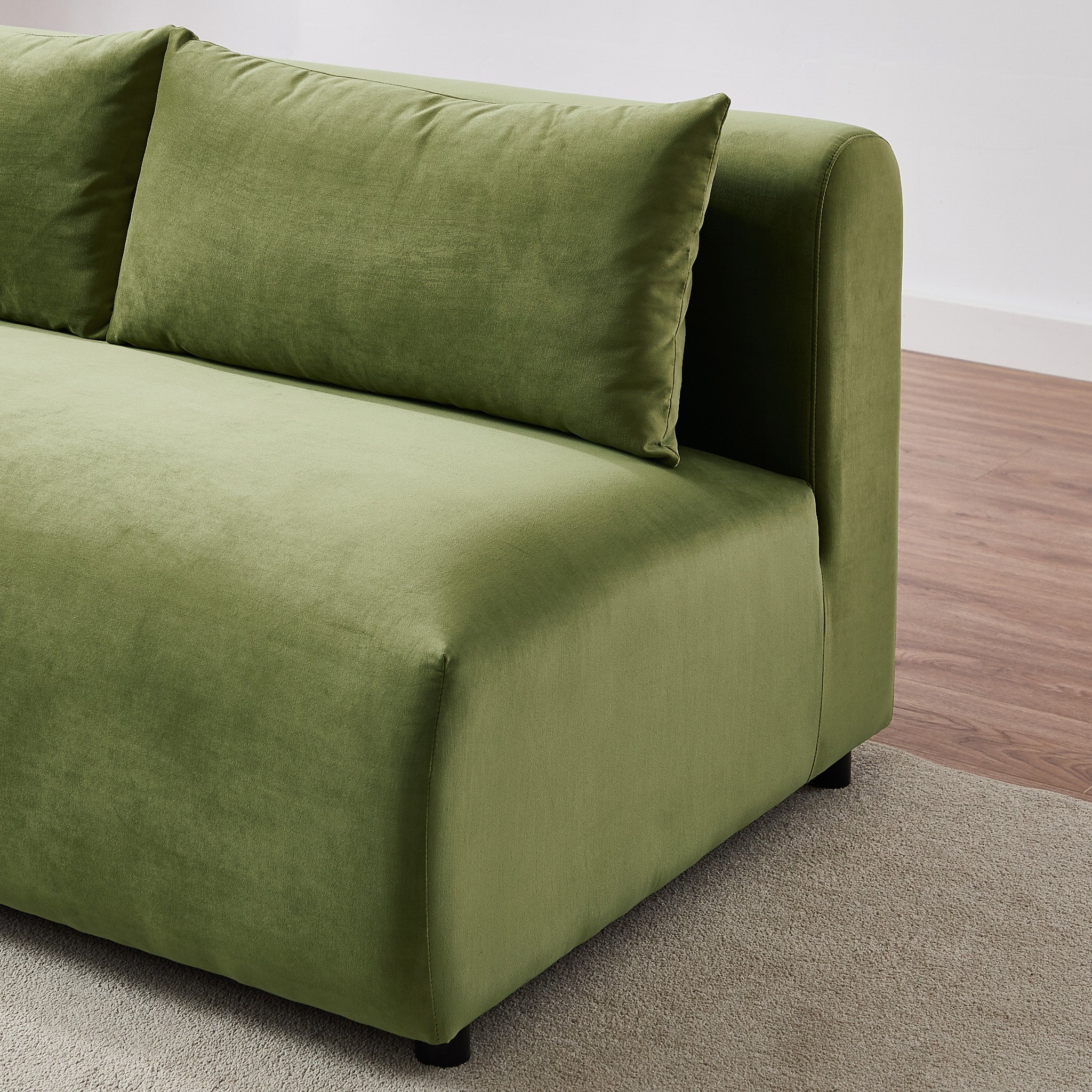 Langridge Olive Green Velvet Modular Corner Sectional Sofa - Image 5